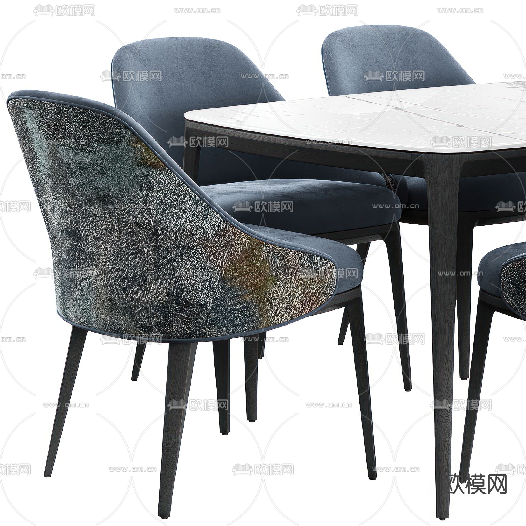 大理石餐桌椅3d模型下载（渲染图4）