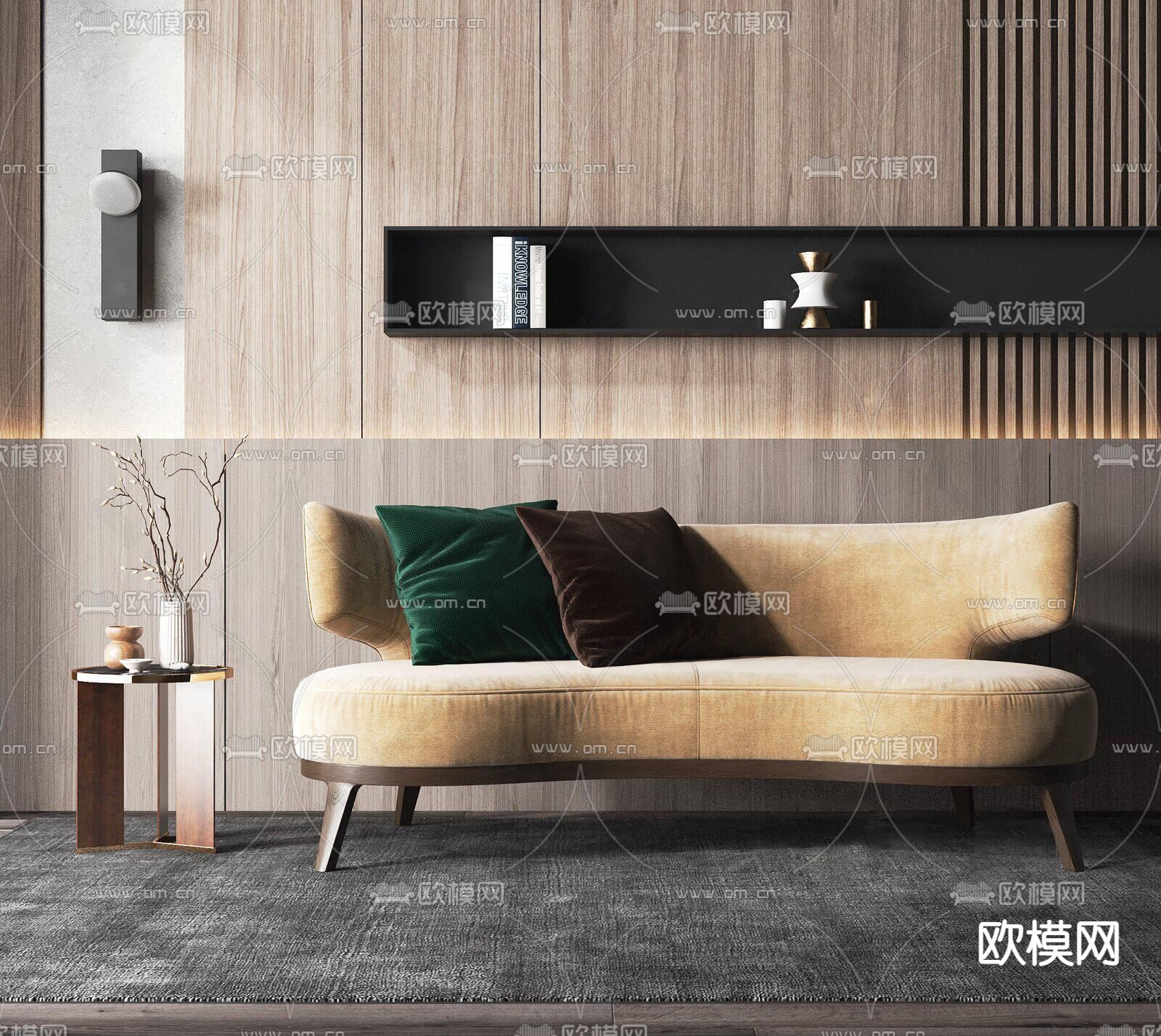 弧形沙发3d模型下载