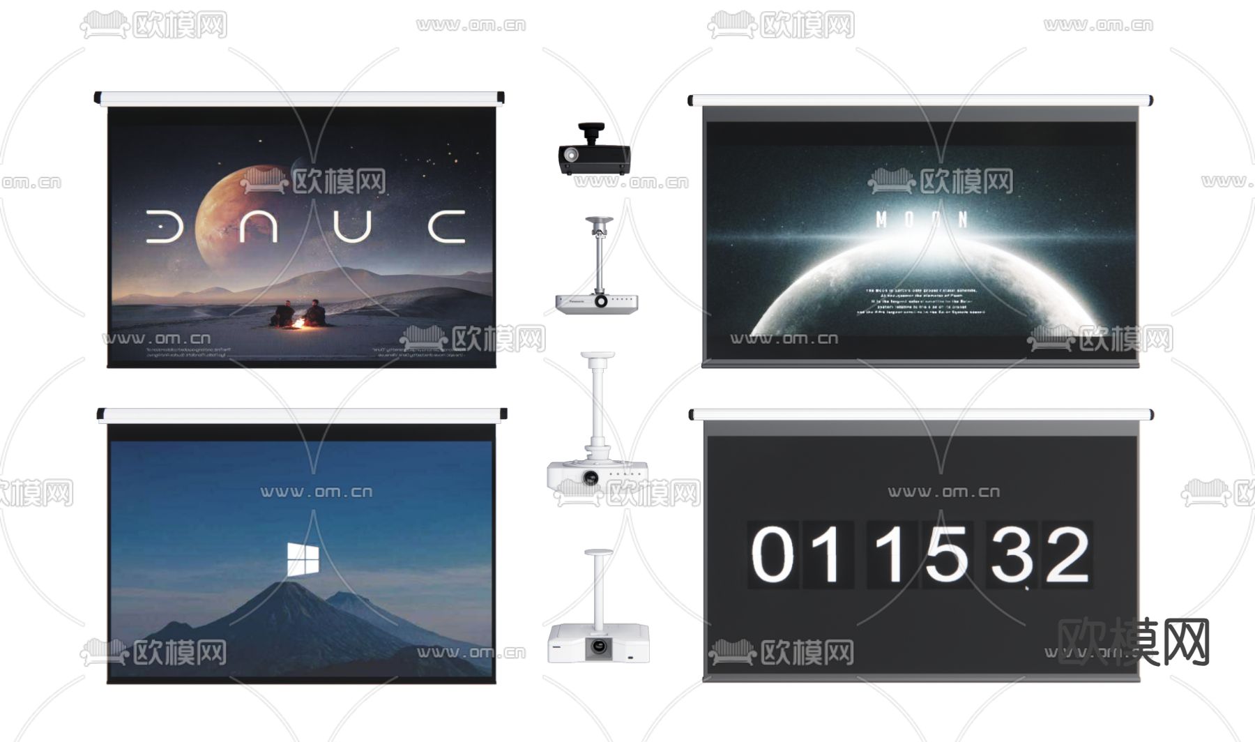 投影仪 投影幕布su模型下载（渲染图1）