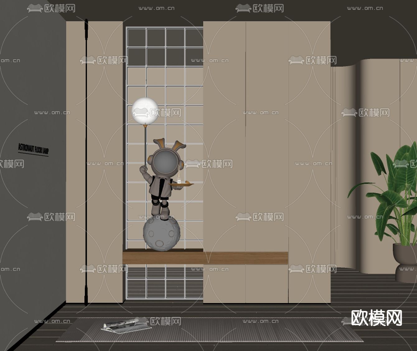 入户玄关隔断su模型下载（渲染图2）