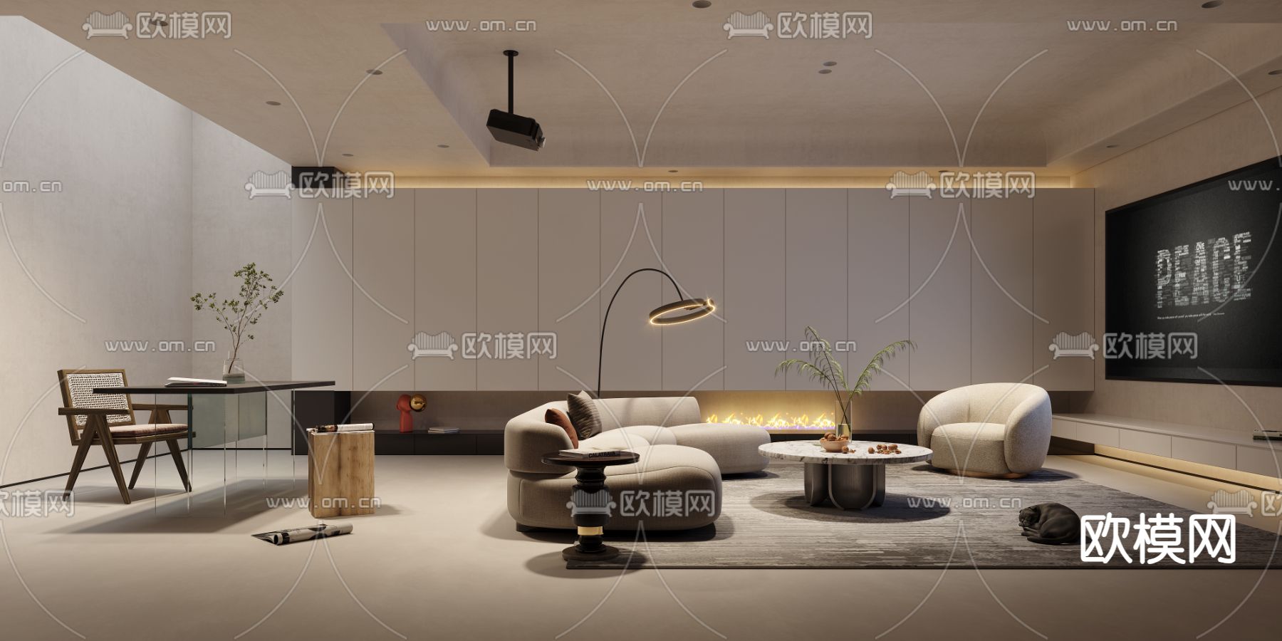 侘寂影音室 家庭影院3d模型下载