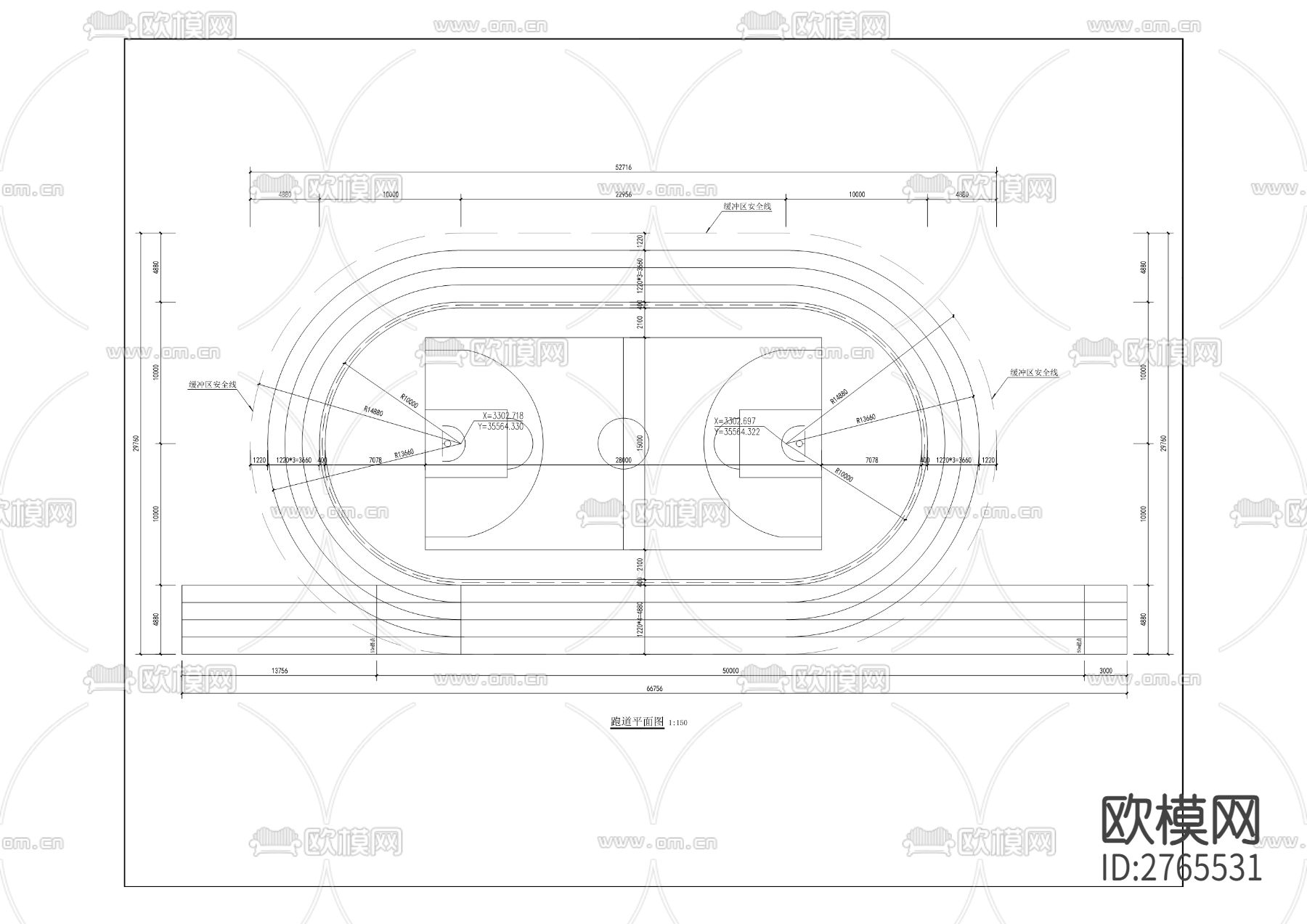 三个小学运动场、食堂及楼梯CAD施工图下载（渲染图8）