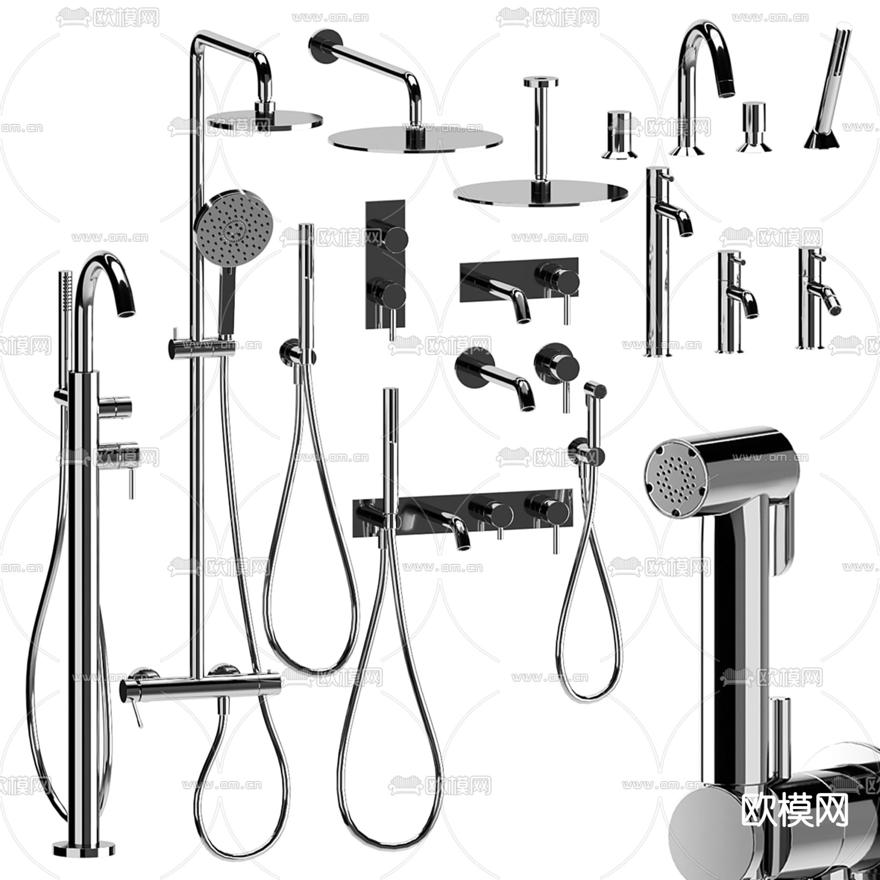 花洒 水龙头3d模型下载（渲染图2）