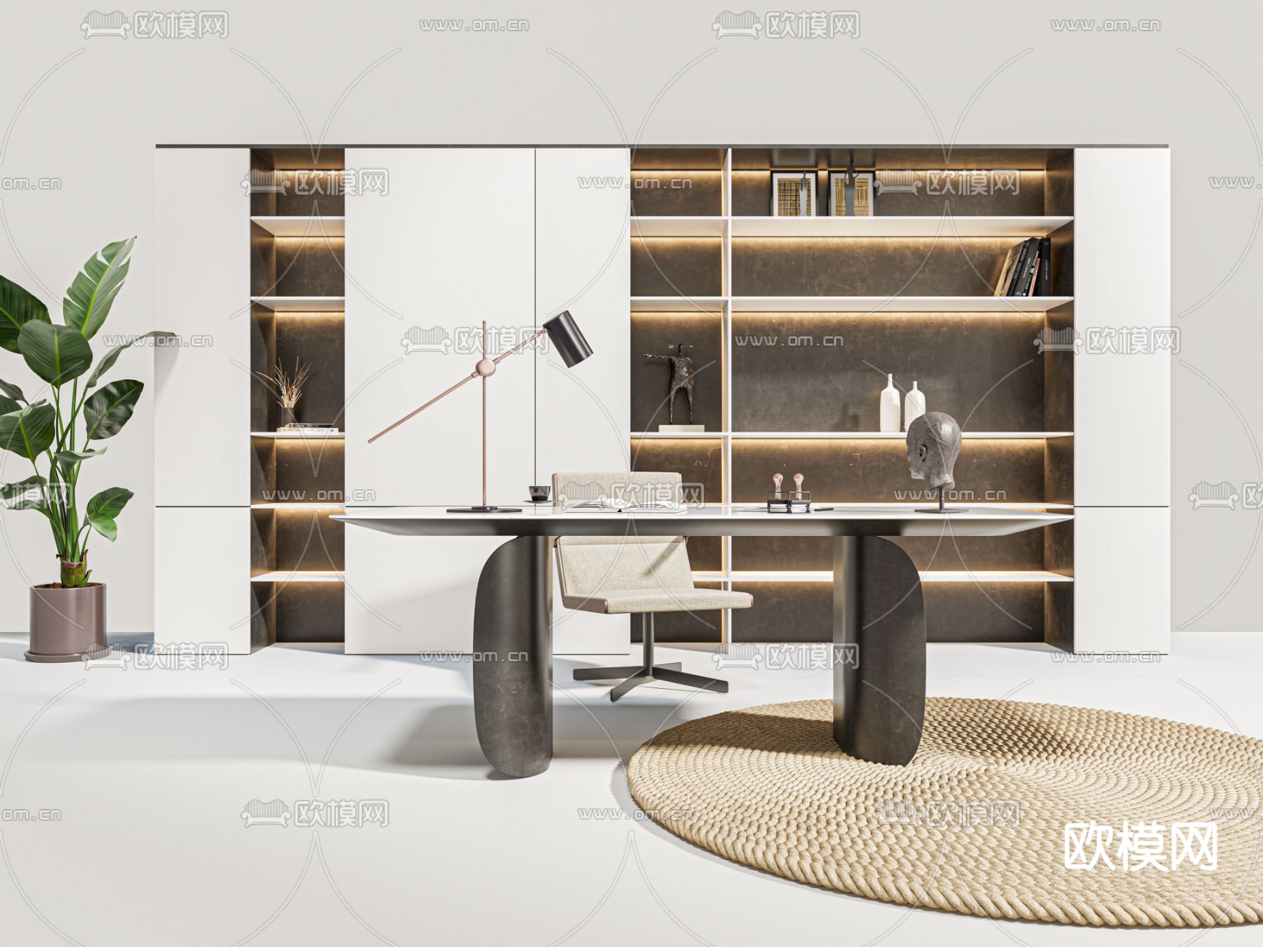 现代书桌 写字台3d模型下载