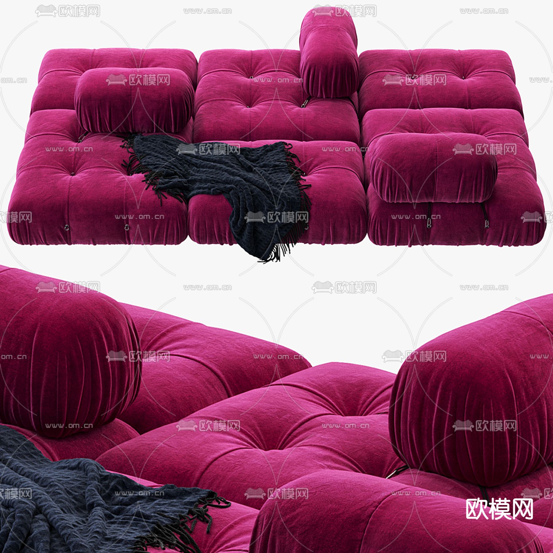 B&B Italia 模块沙发 拼接沙发3d模型下载（渲染图2）