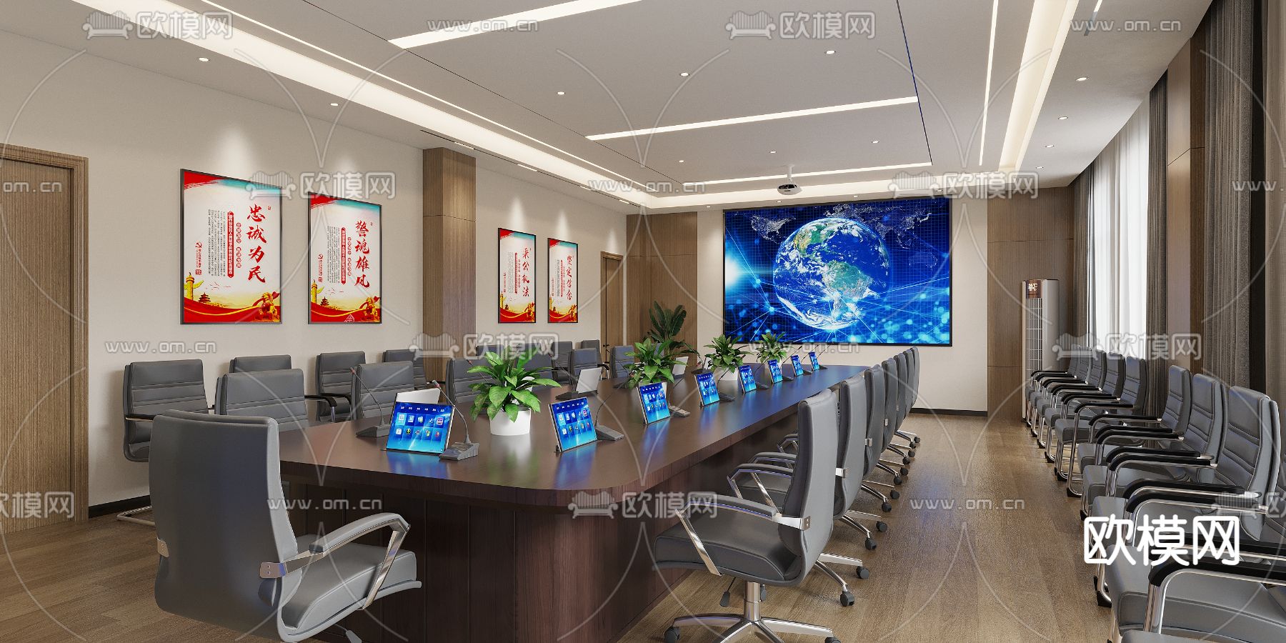 现代党建会议室3d模型下载_ID14205786_3dmax免费模型-欧模网