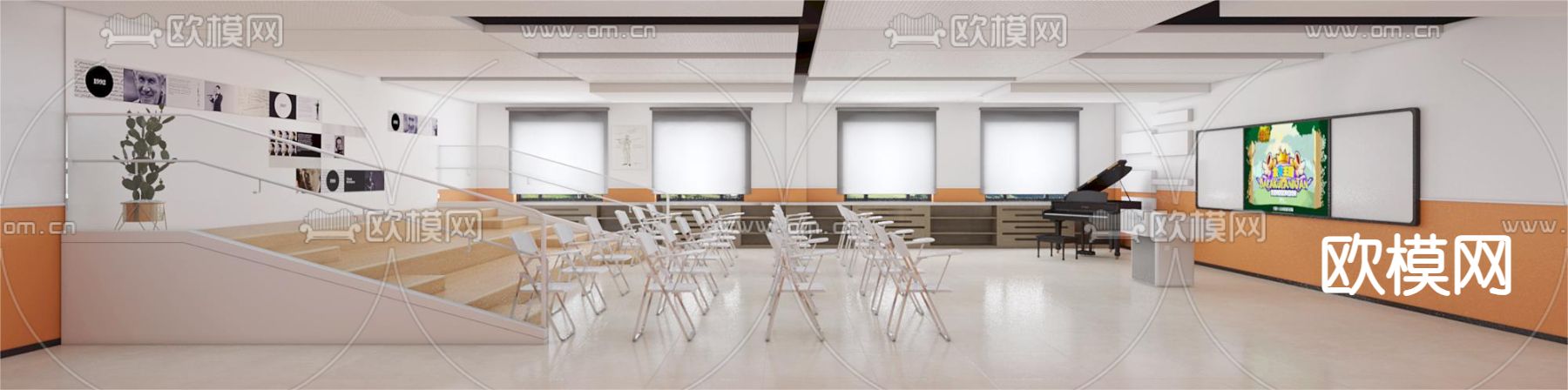 合唱教室 音乐教室3d模型下载（渲染图2）