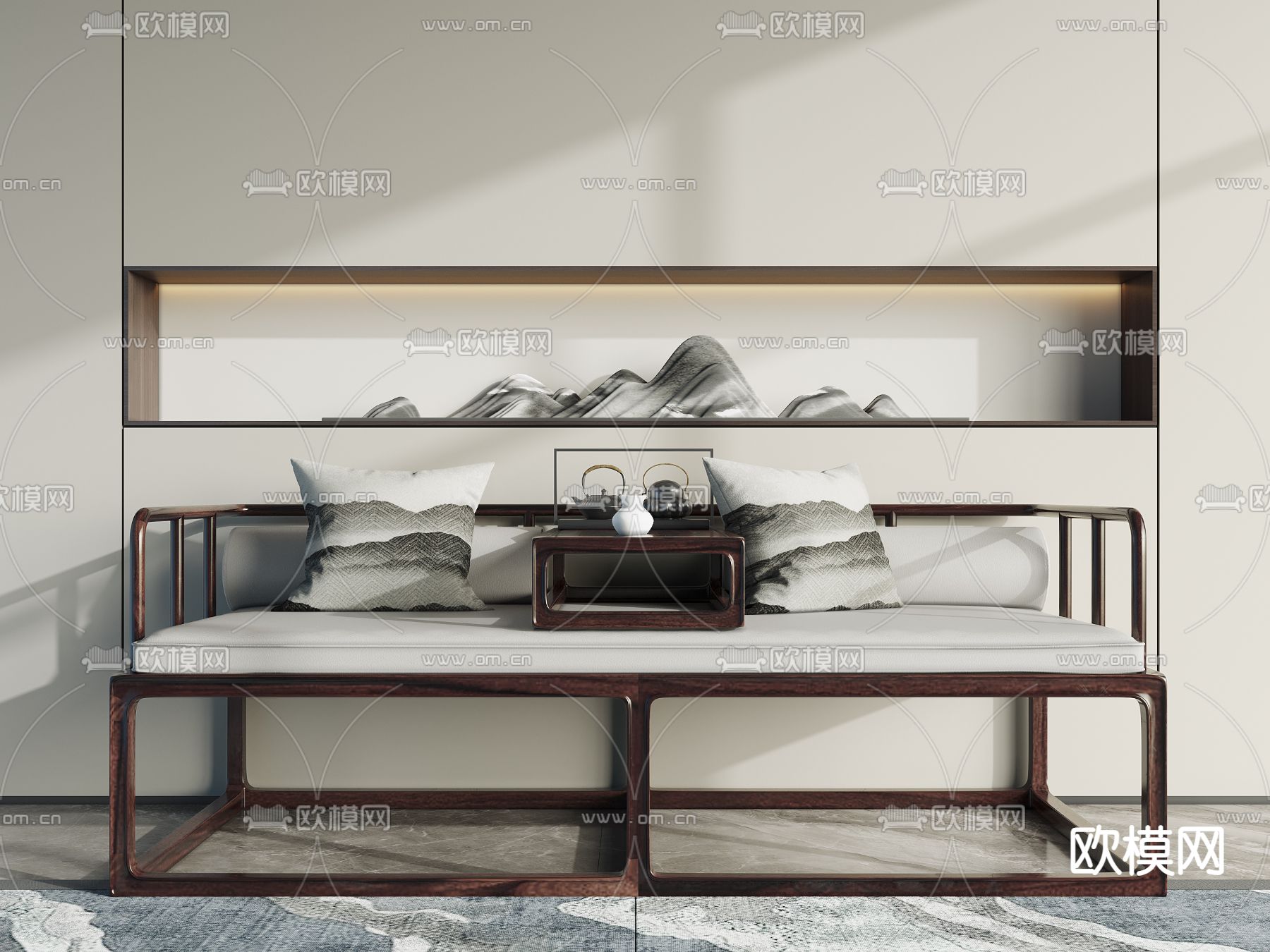 新中式沙发 罗汉床3d模型下载