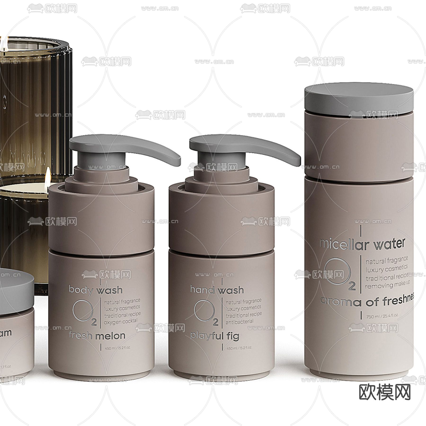 毛巾 沐浴露 洗浴用品3d模型下载（渲染图3）