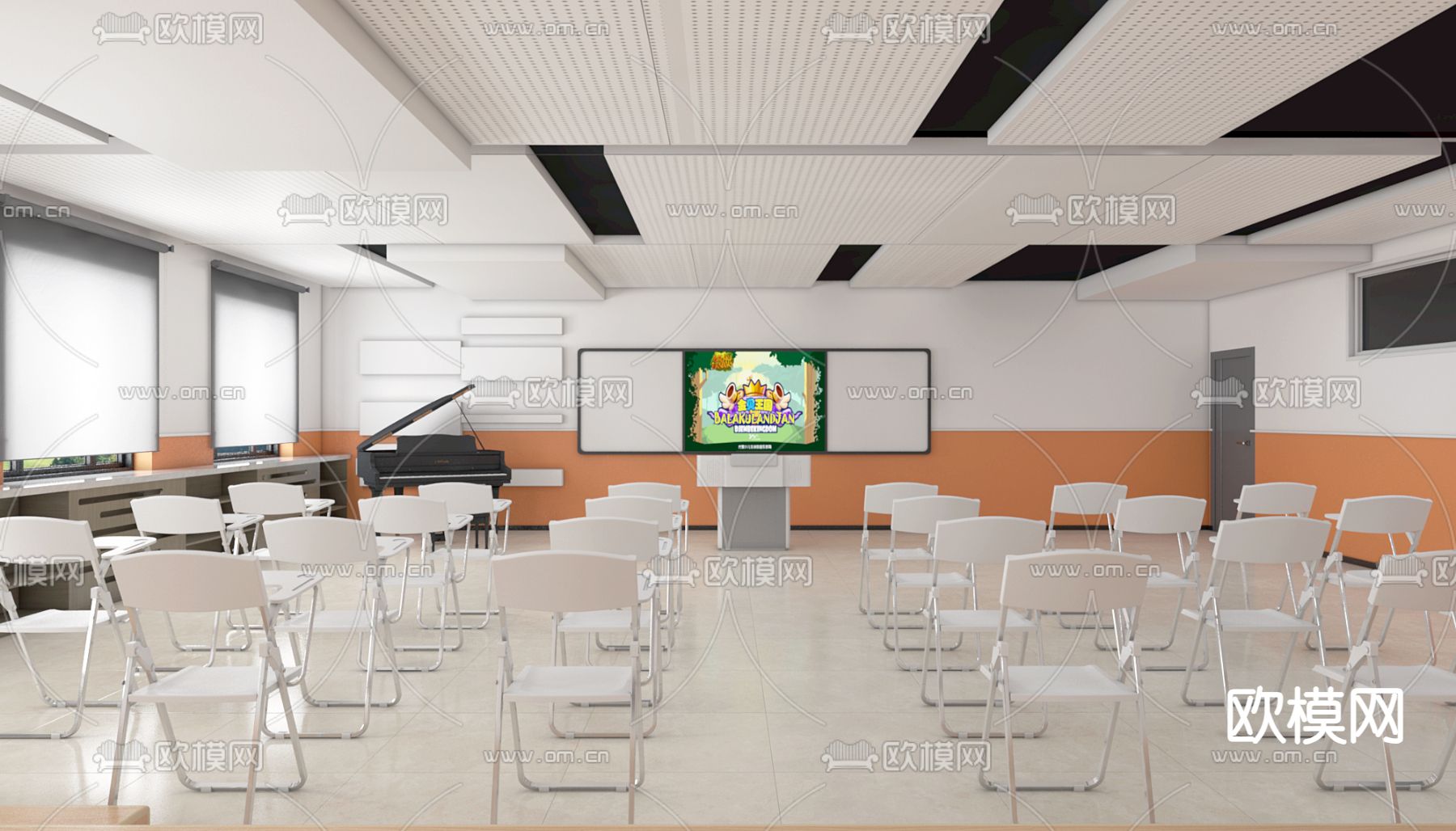 合唱教室 音乐教室3d模型下载（渲染图1）