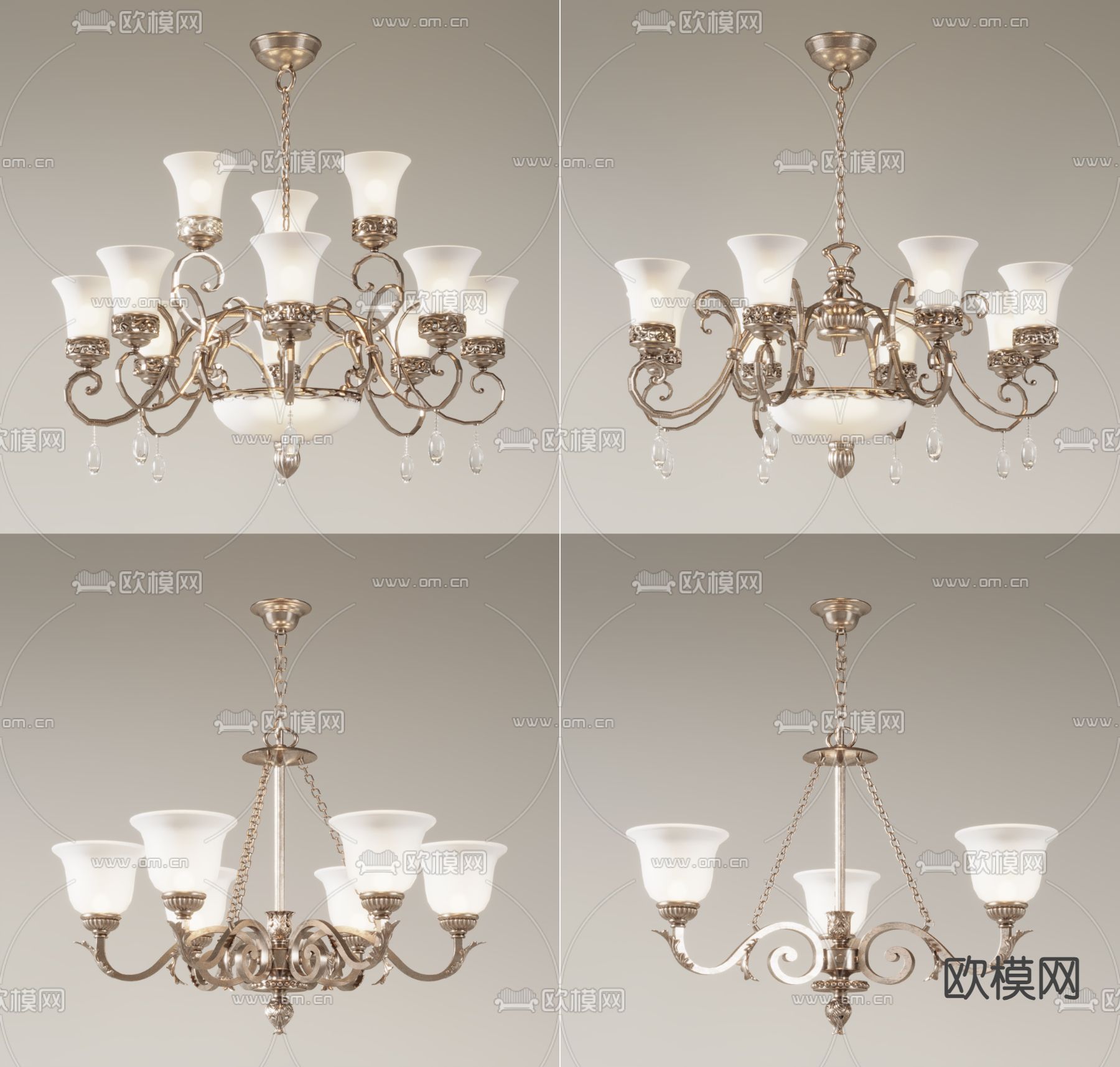 美式吊灯 大厅吊灯3d模型下载