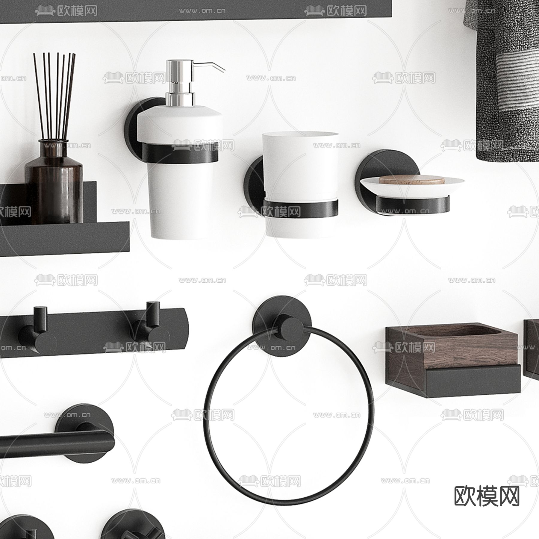 沐浴露 毛巾架 洗浴用品3d模型下载（渲染图4）