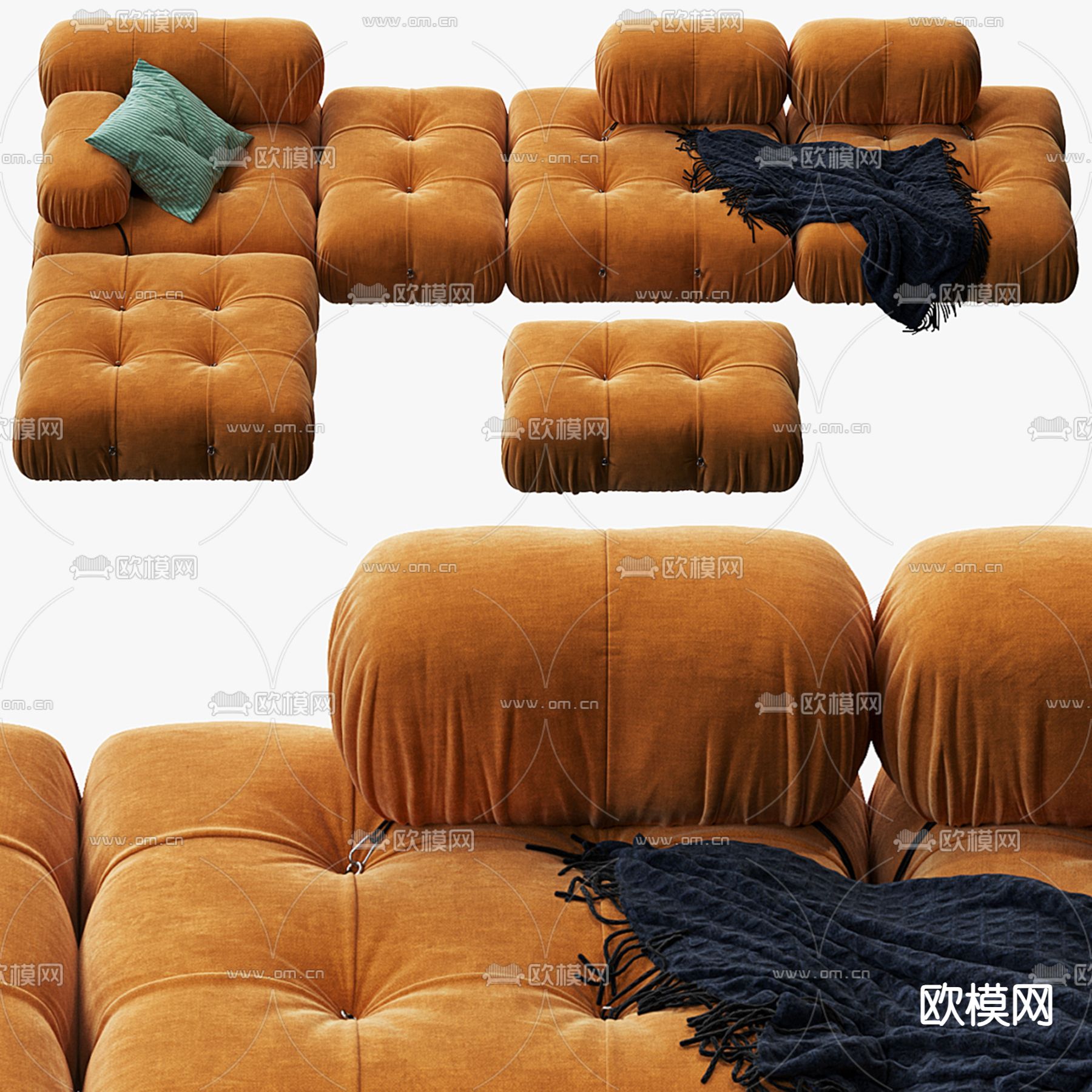 B&B Italia 模块沙发 拼接沙发3d模型下载（渲染图3）