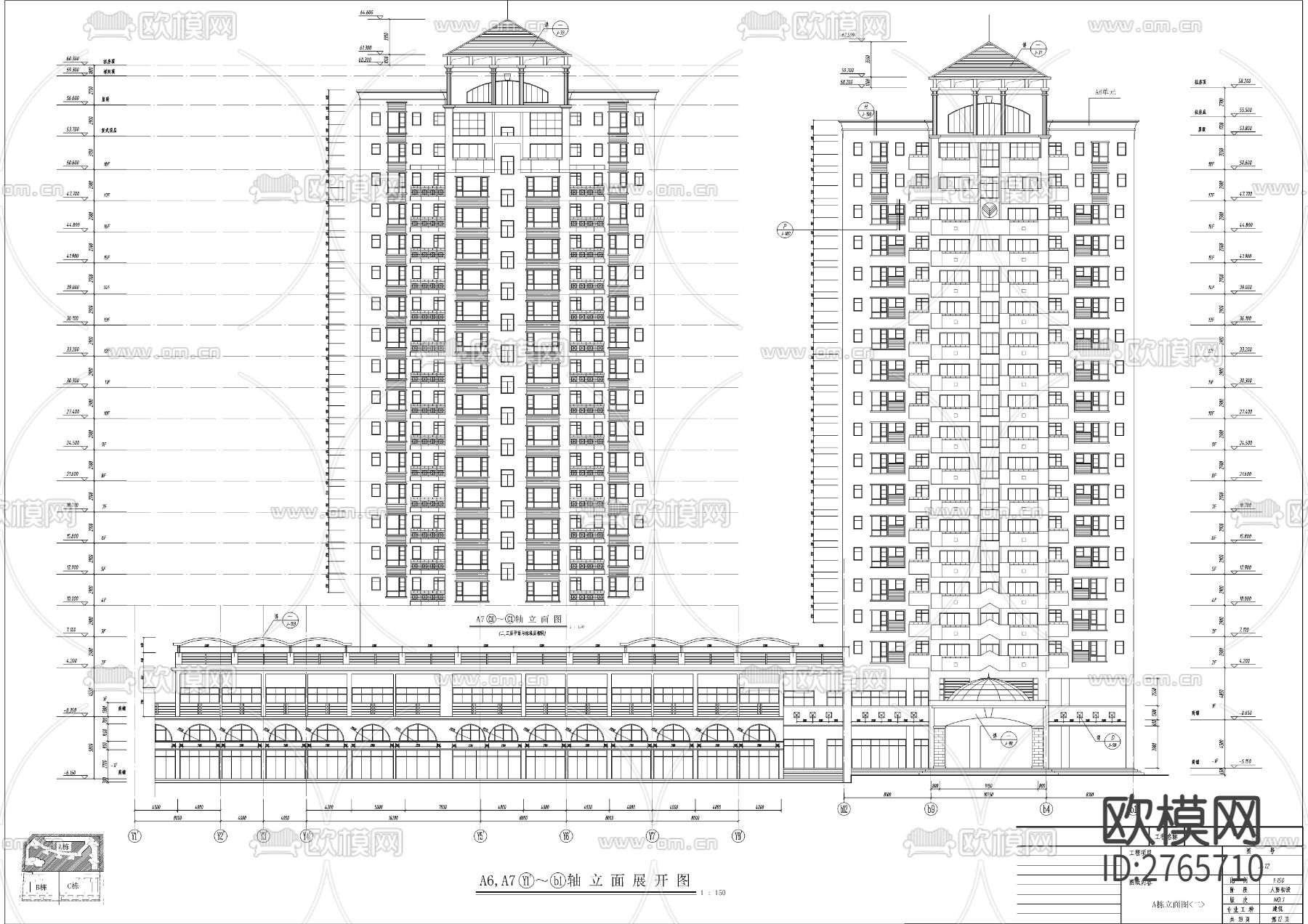 小区平层cad平面布置图下载（渲染图10）