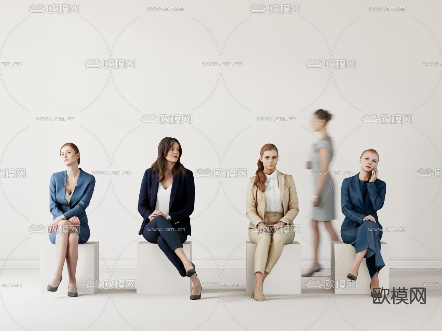 坐姿人物 女性人物3d模型下载