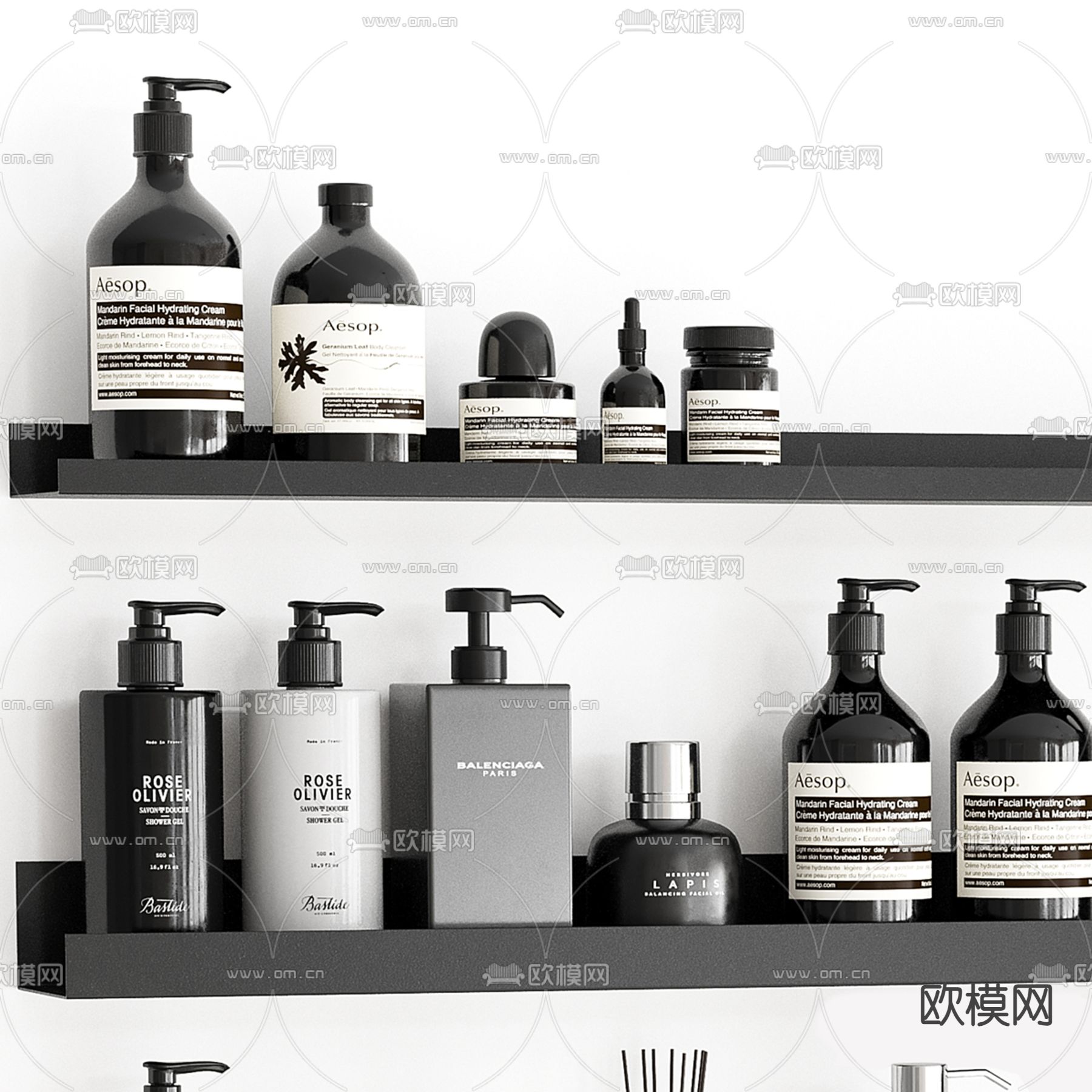 沐浴露 毛巾架 洗浴用品3d模型下载（渲染图3）