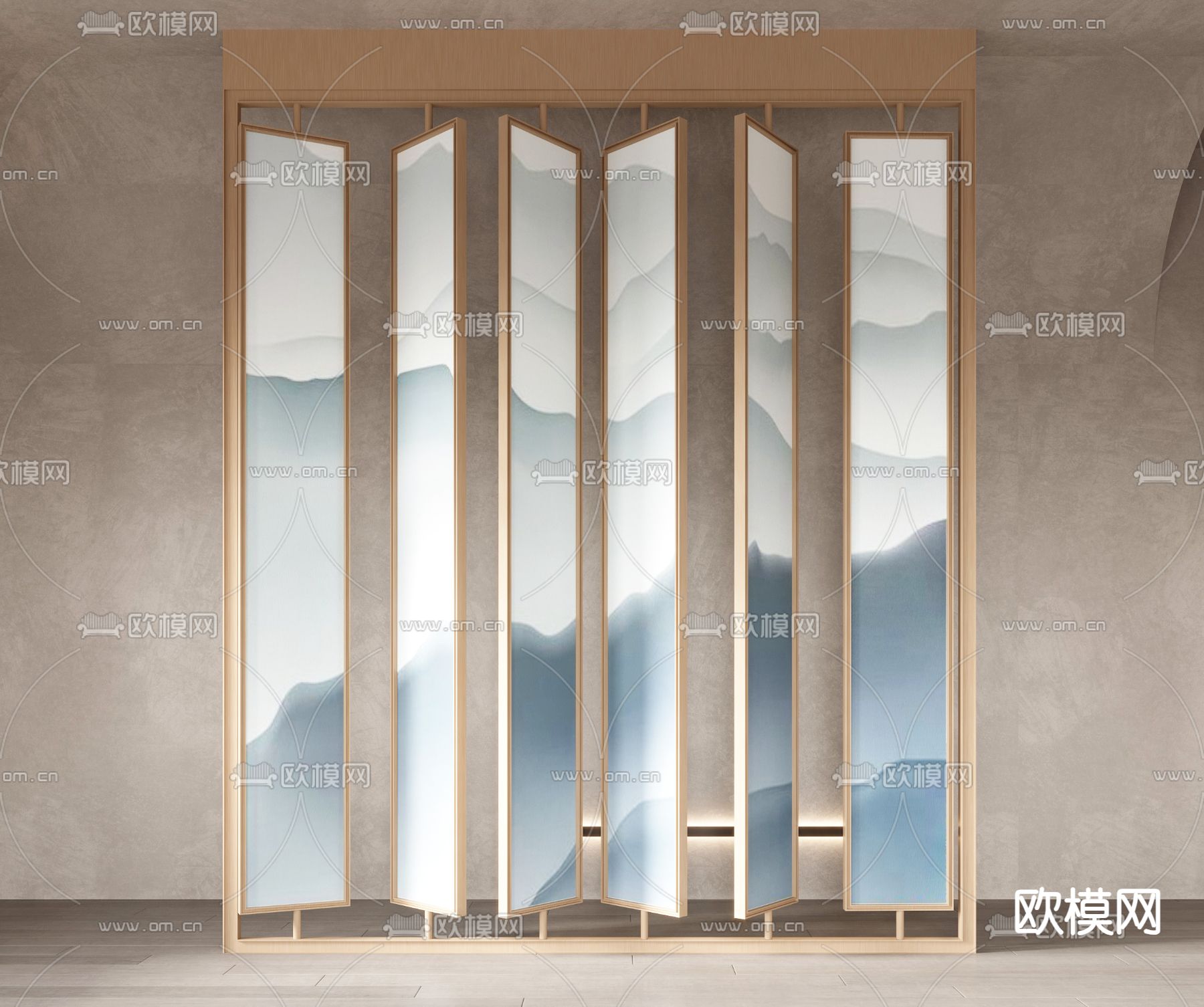 新中式屏风 隔断3d模型下载