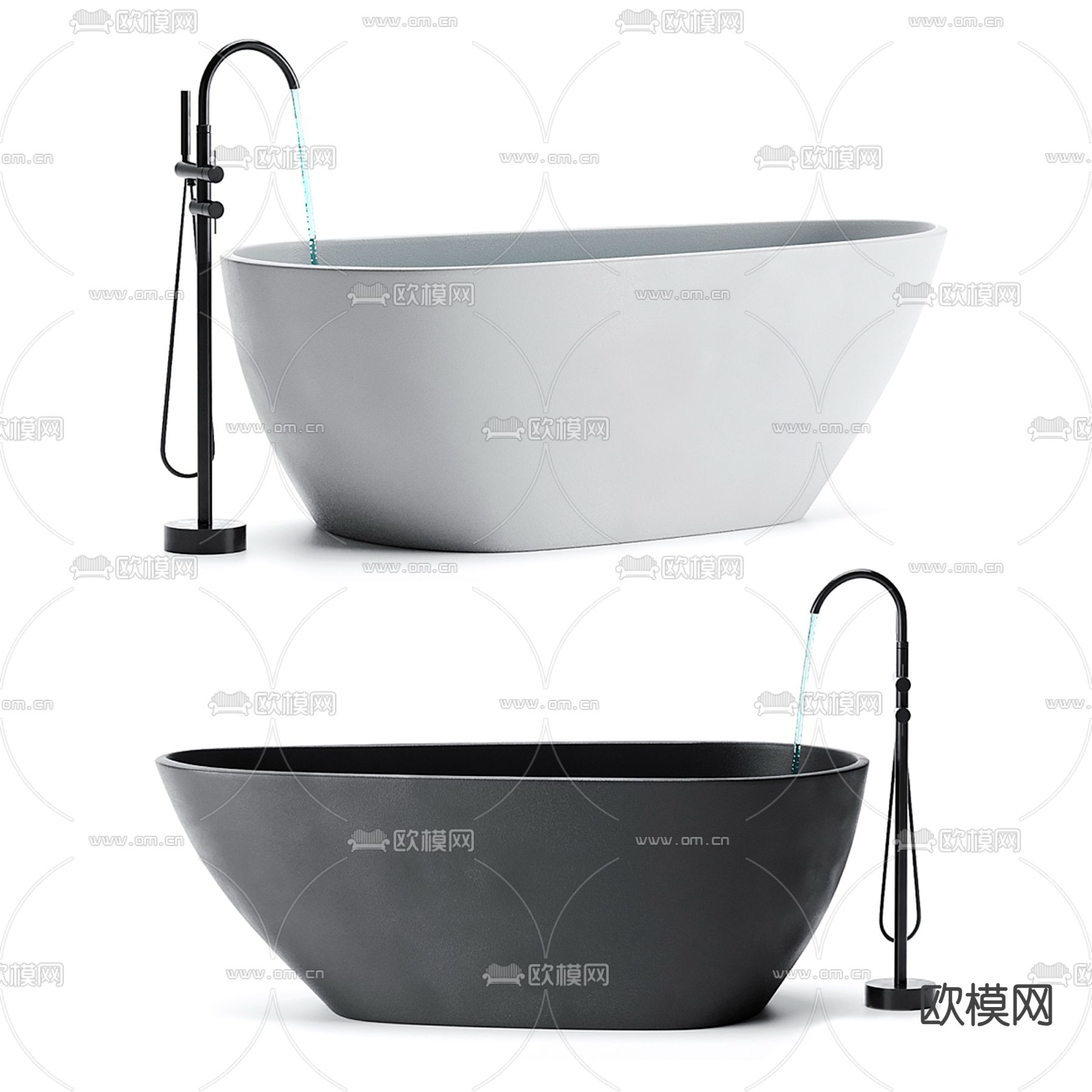 独立浴缸 浴盆3d模型下载（渲染图1）