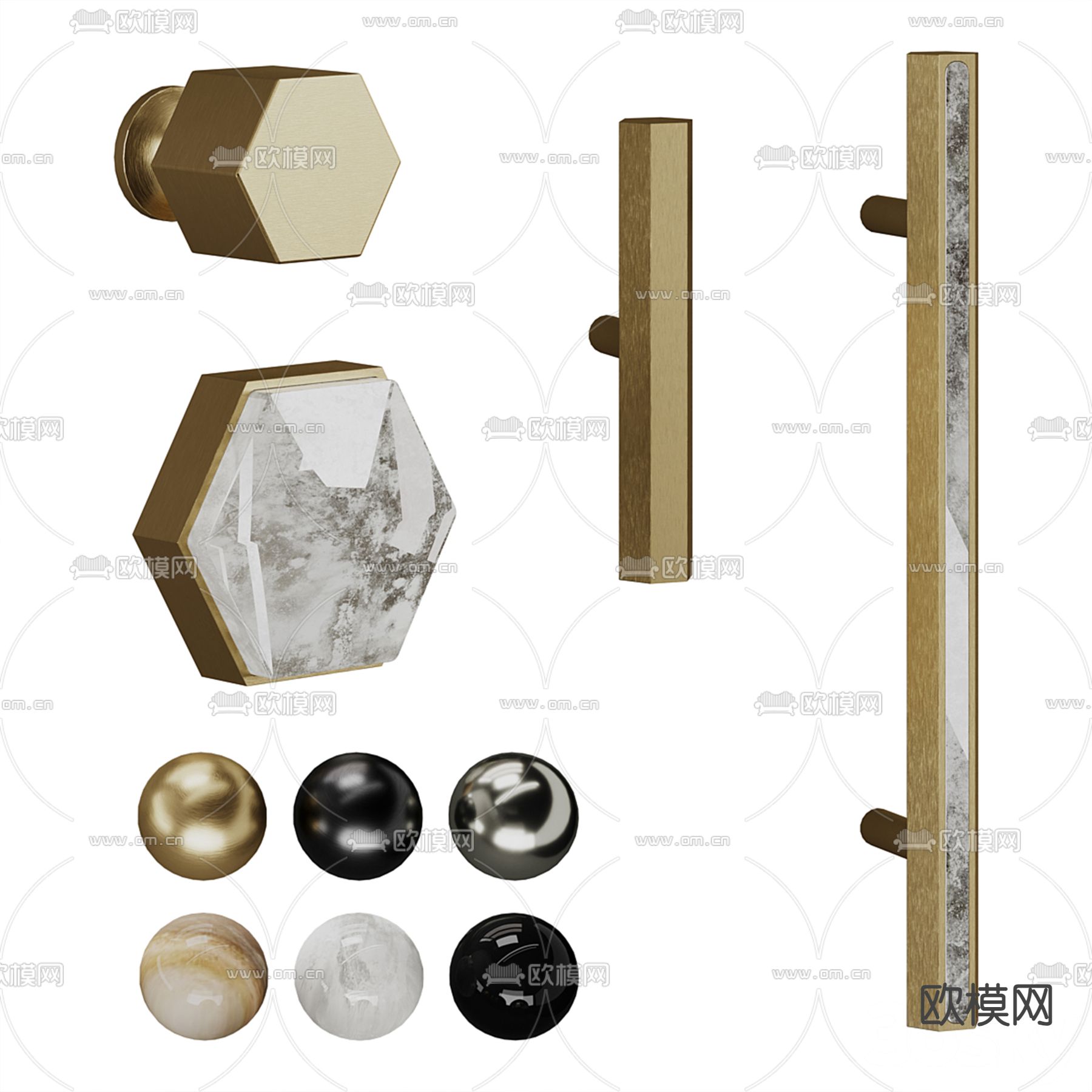 五金件 金属把手3d模型下载（渲染图1）