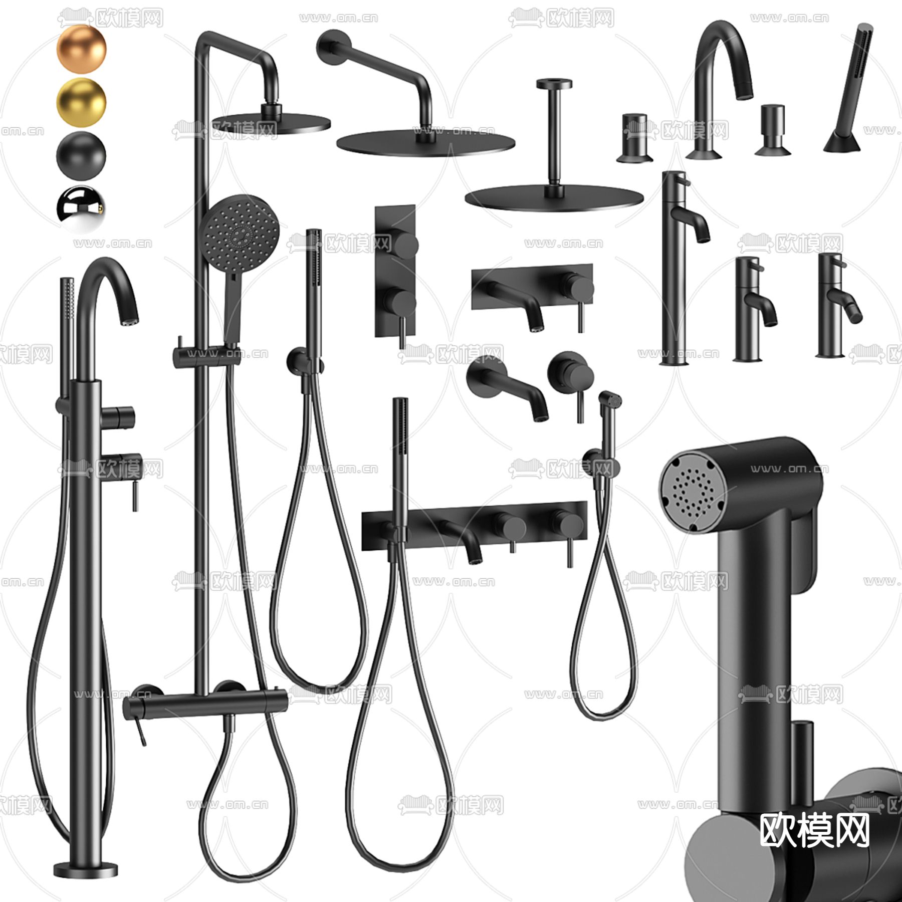 花洒 水龙头3d模型下载（渲染图1）