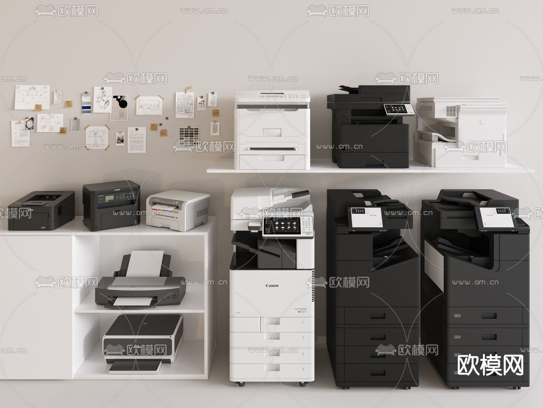 打印机 复印机 办公用品3d模型下载_ID14205132_3dmax免费模型-欧模网