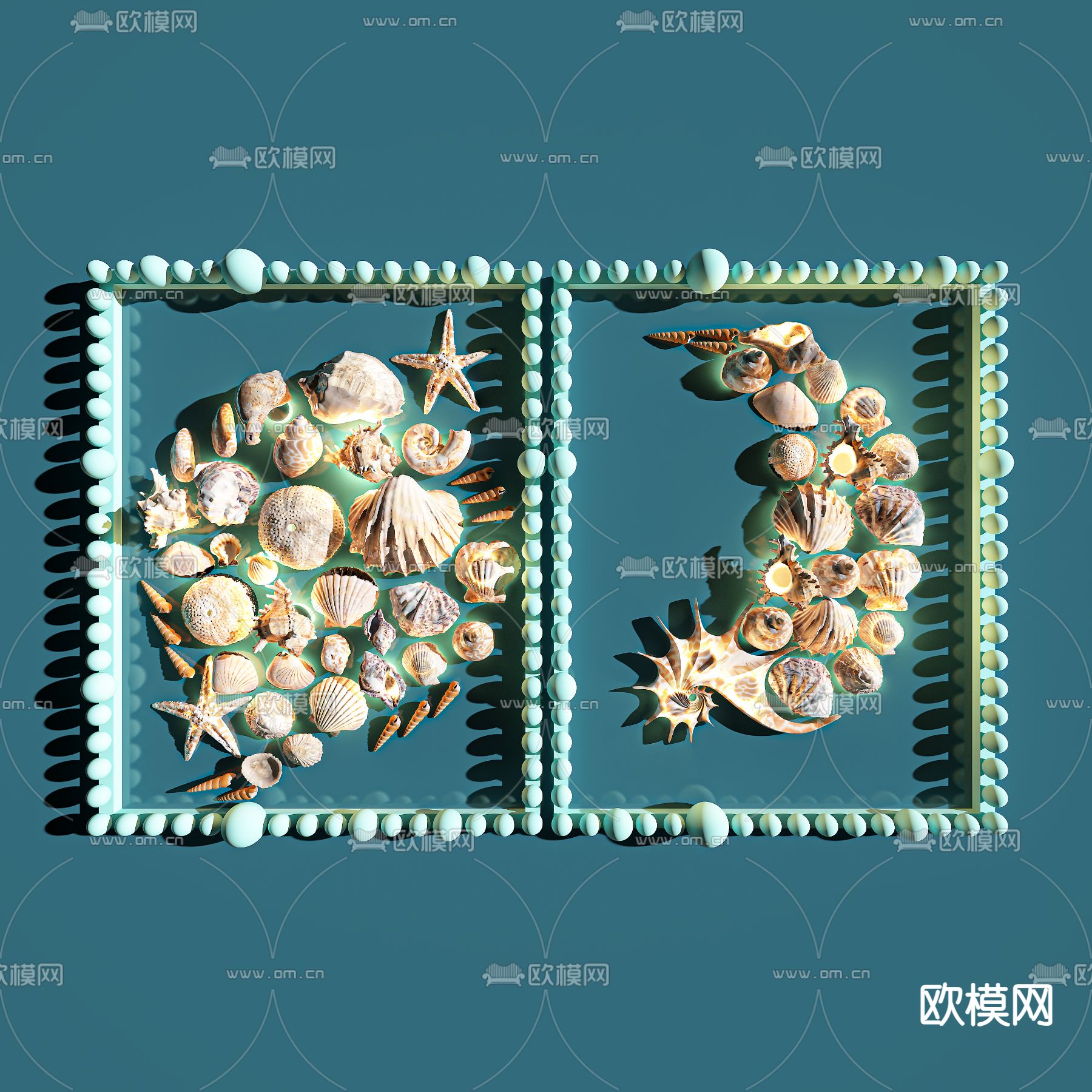 贝壳墙饰 壁画灯3d模型下载