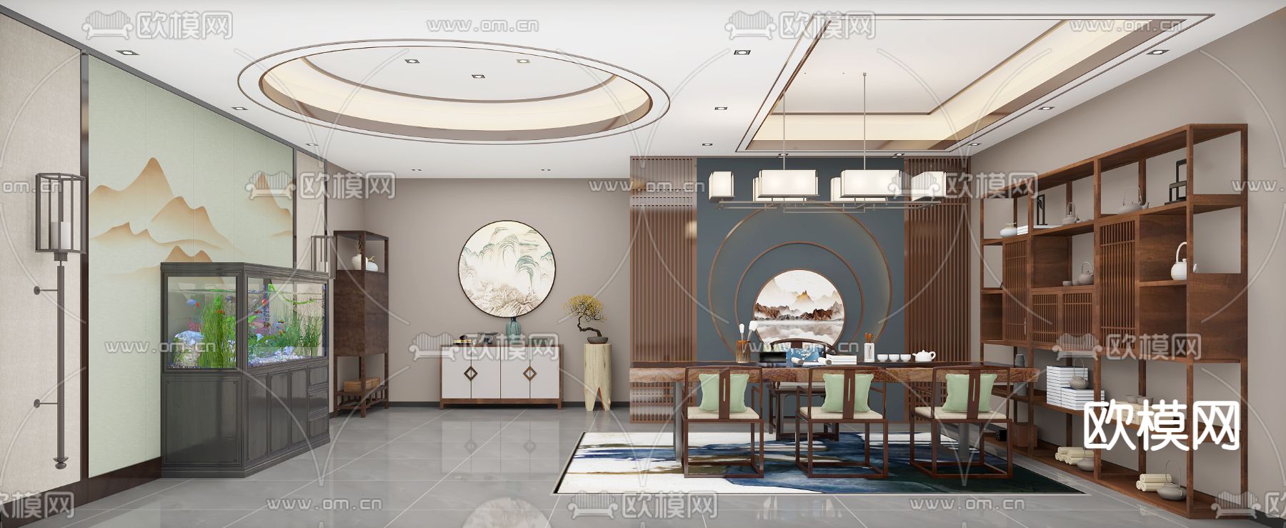 新中式茶楼 茶馆3d模型下载