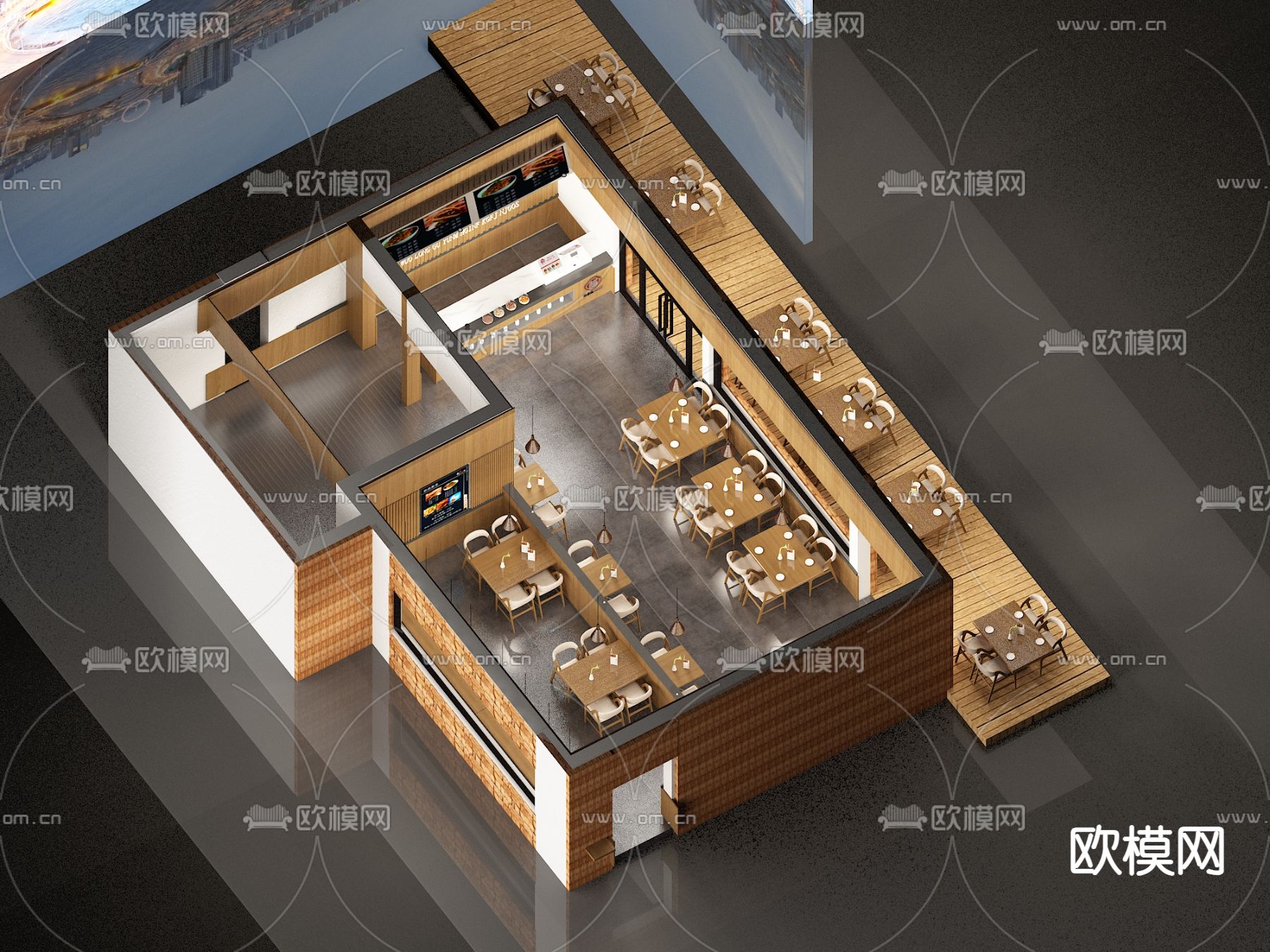 快餐厅免费3d模型下载（渲染图2）