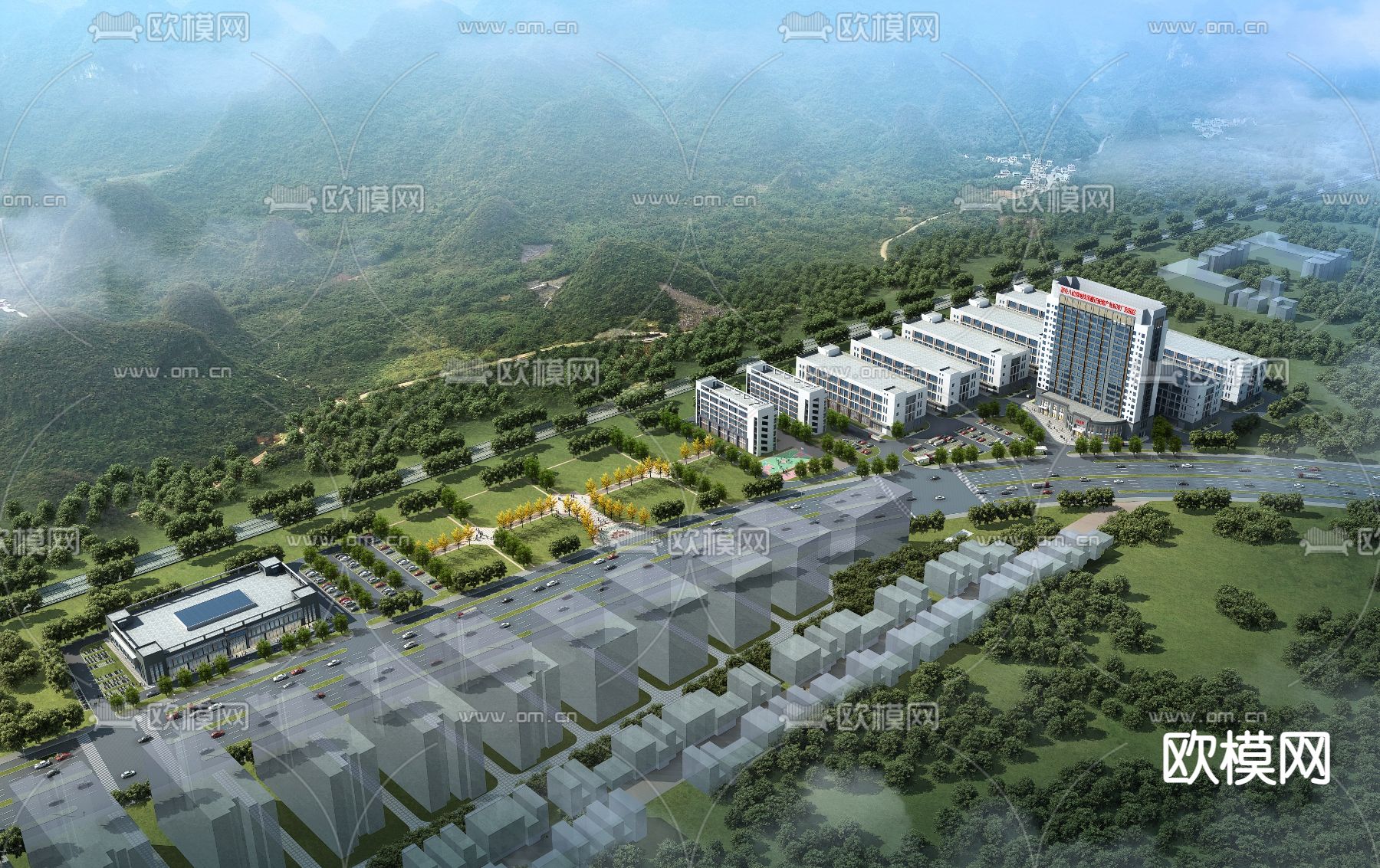 厂房鸟瞰3d模型下载