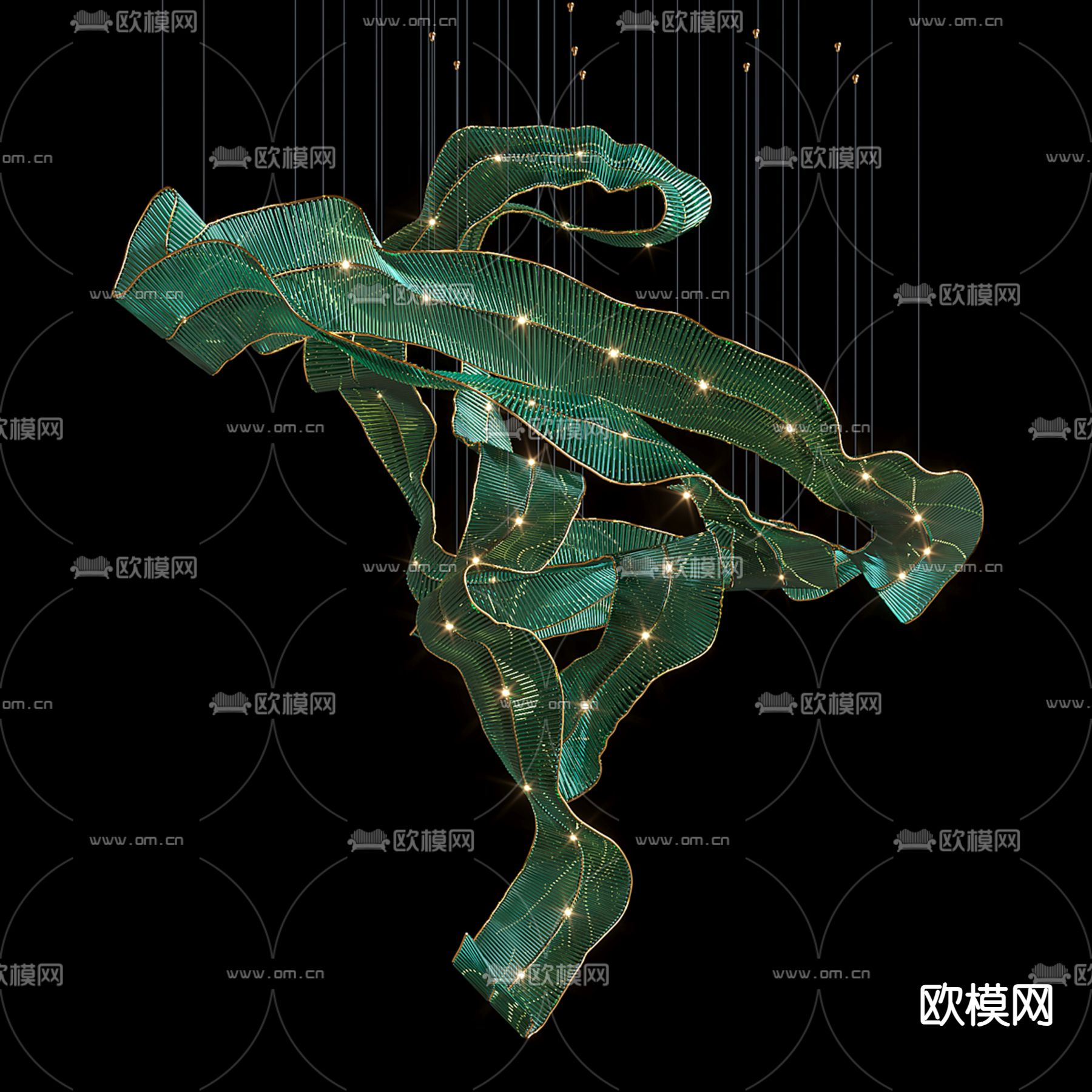 飘带吊灯 装饰吊灯 大堂灯3d模型下载（渲染图1）