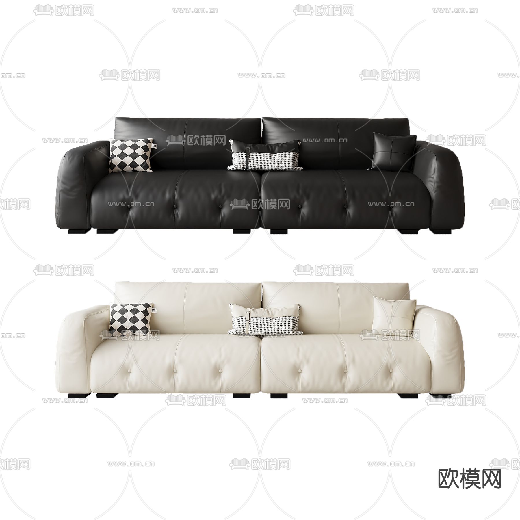 奶油风双人沙发3d模型下载（渲染图3）