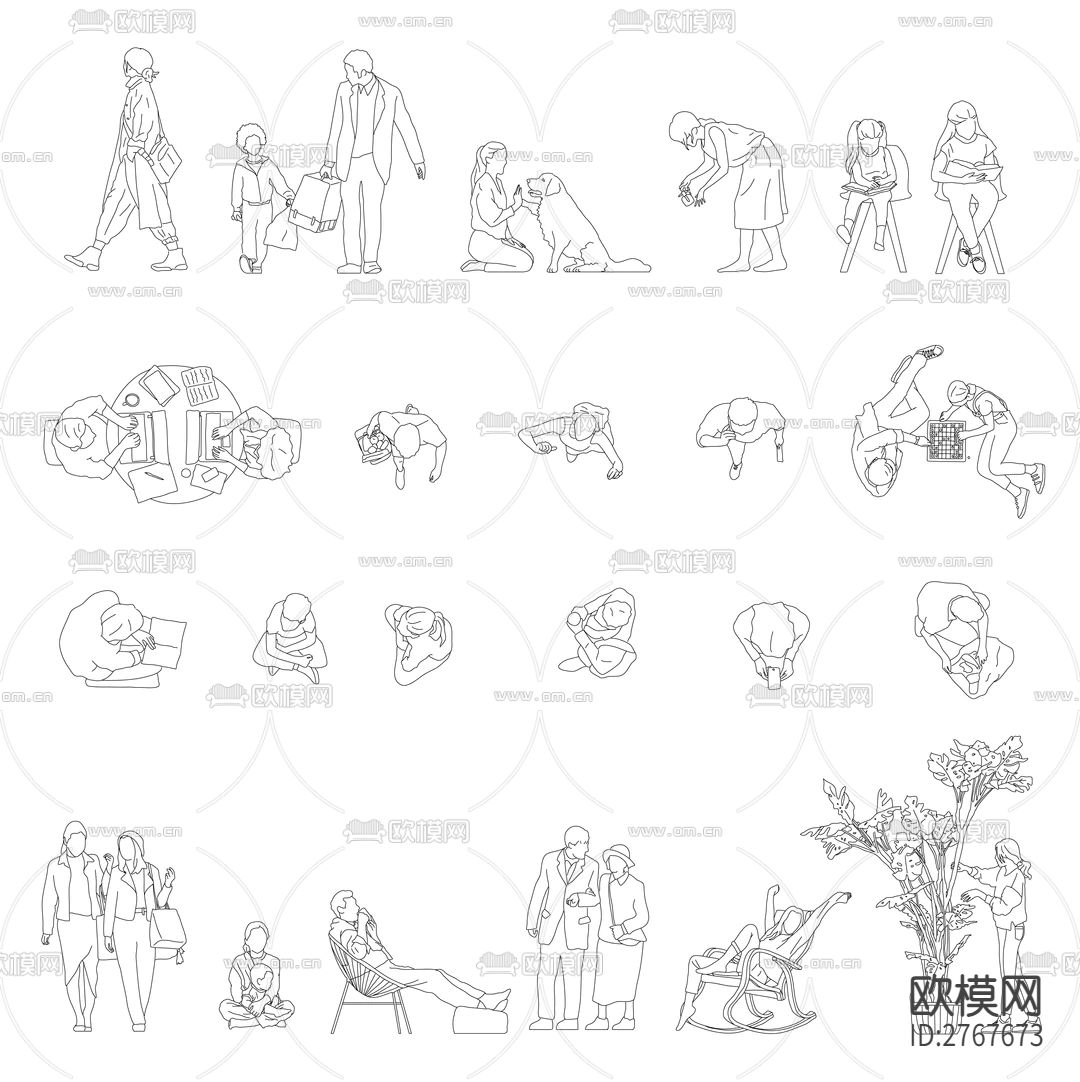 精简版线稿图CAD图库下载（渲染图3）