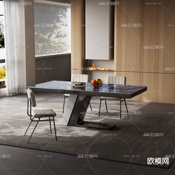 超晶石餐桌椅3d模型下载