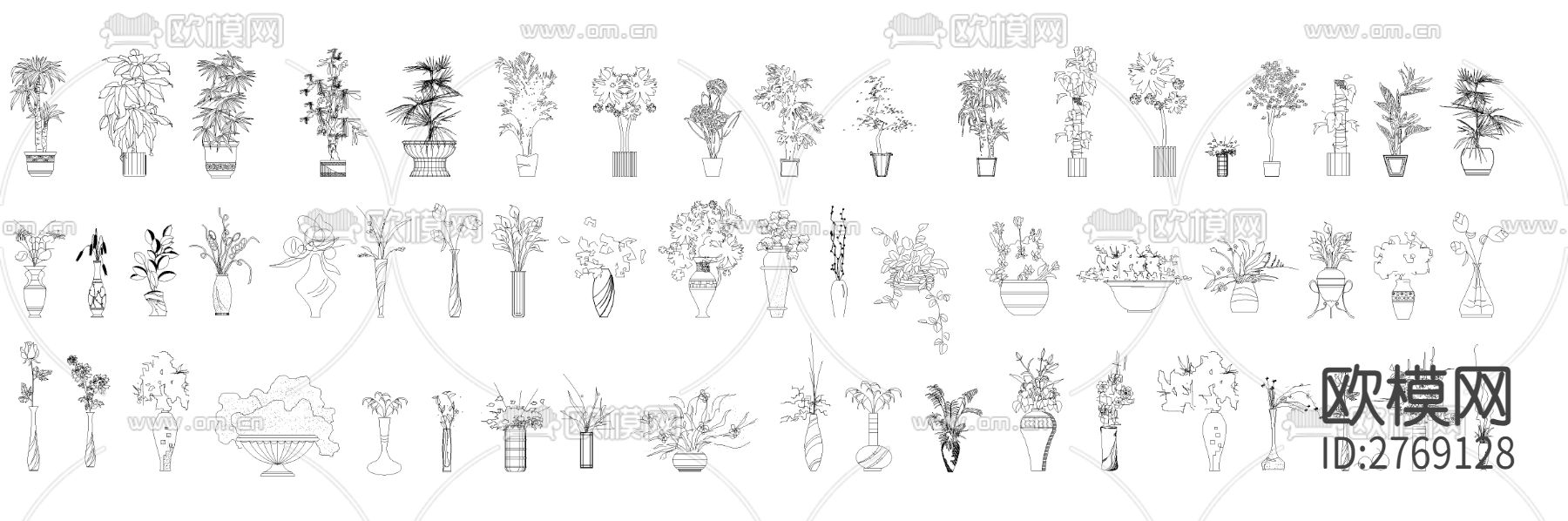 盆栽CAD图库下载（渲染图1）