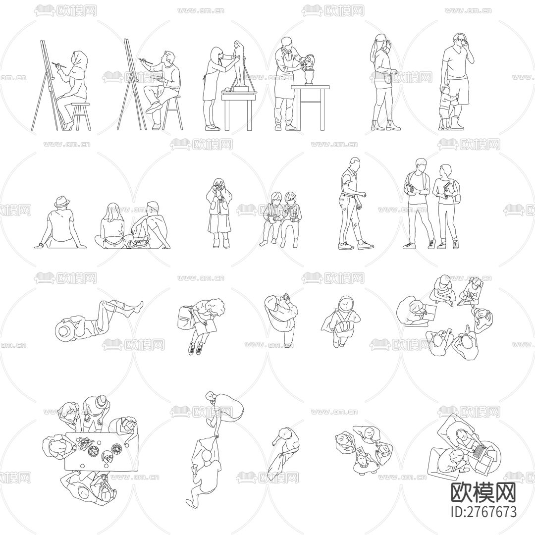 精简版线稿图CAD图库下载（渲染图9）