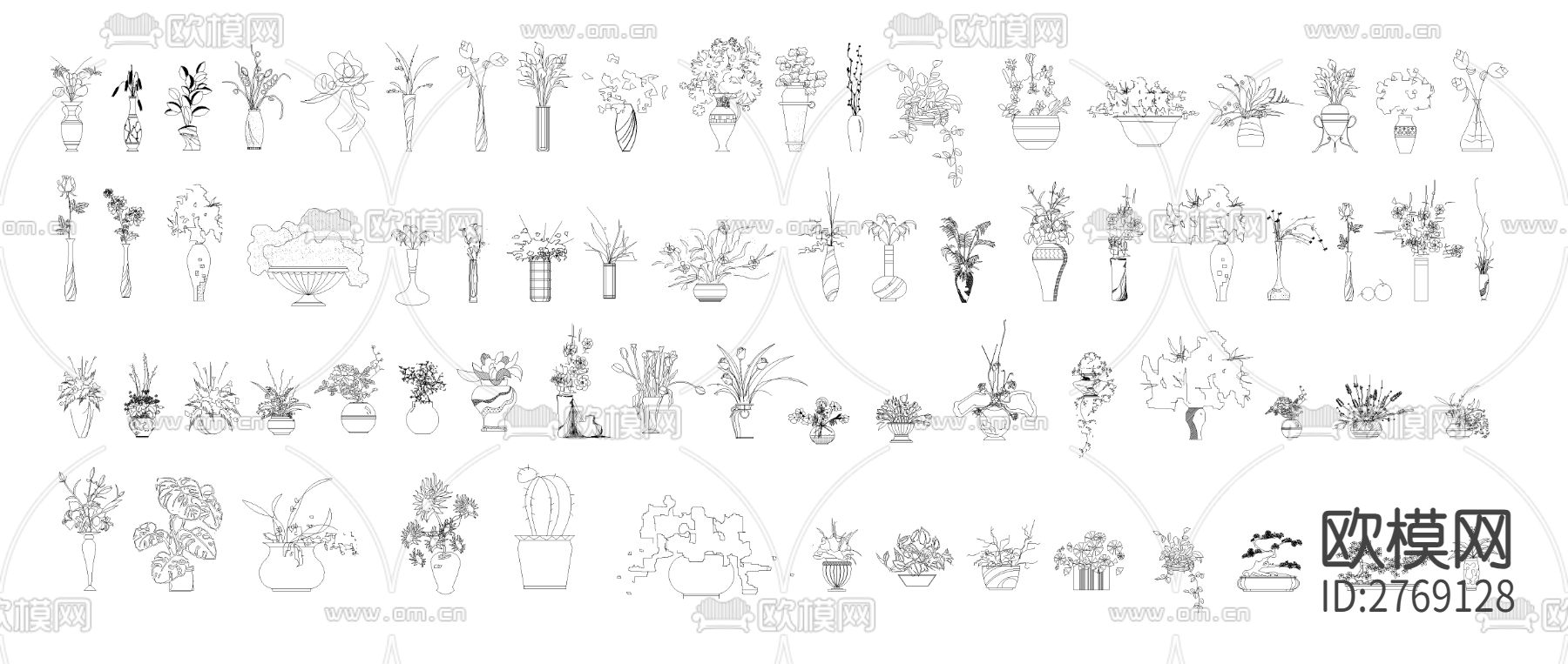 盆栽CAD图库下载（渲染图2）