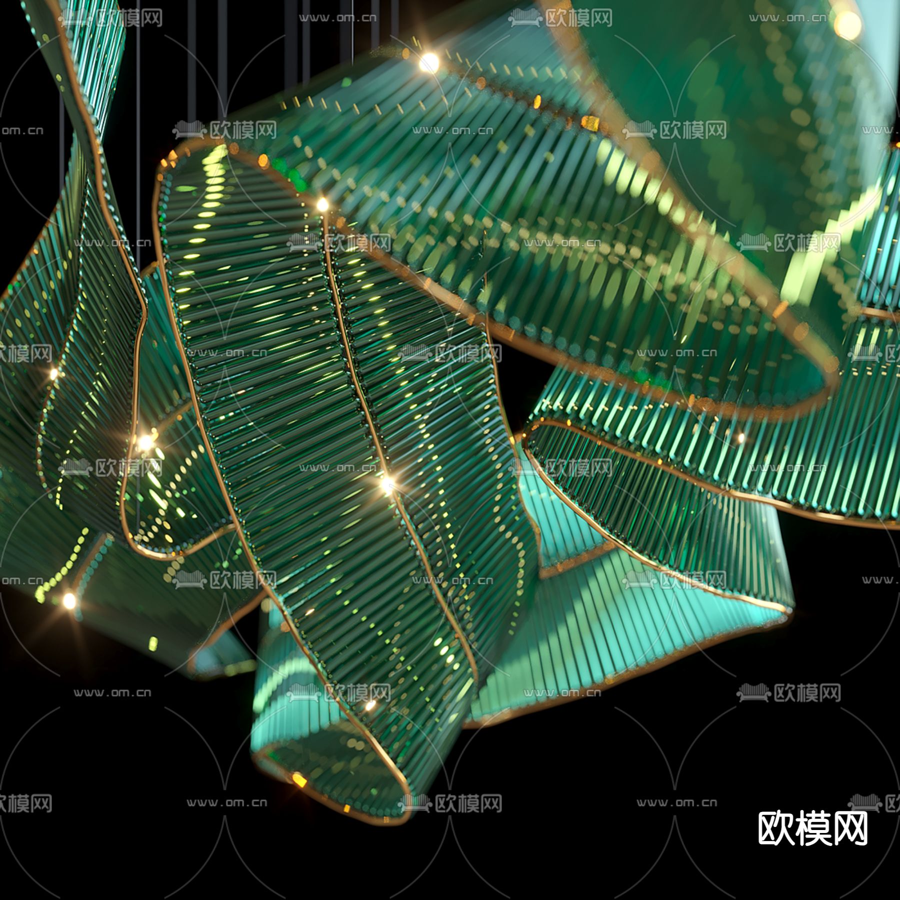 飘带吊灯 装饰吊灯 大堂灯3d模型下载（渲染图2）