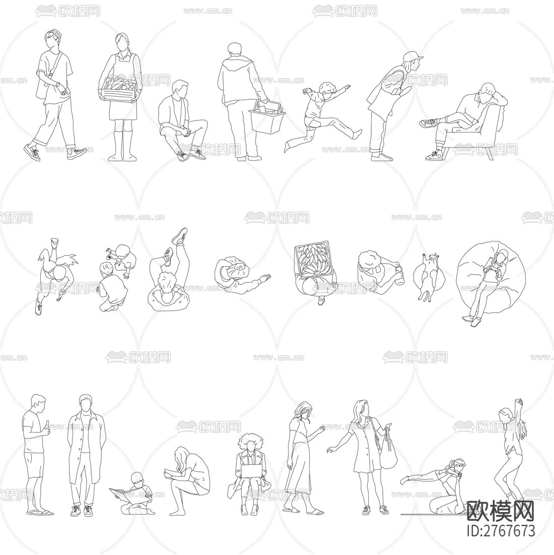 精简版线稿图CAD图库下载（渲染图10）