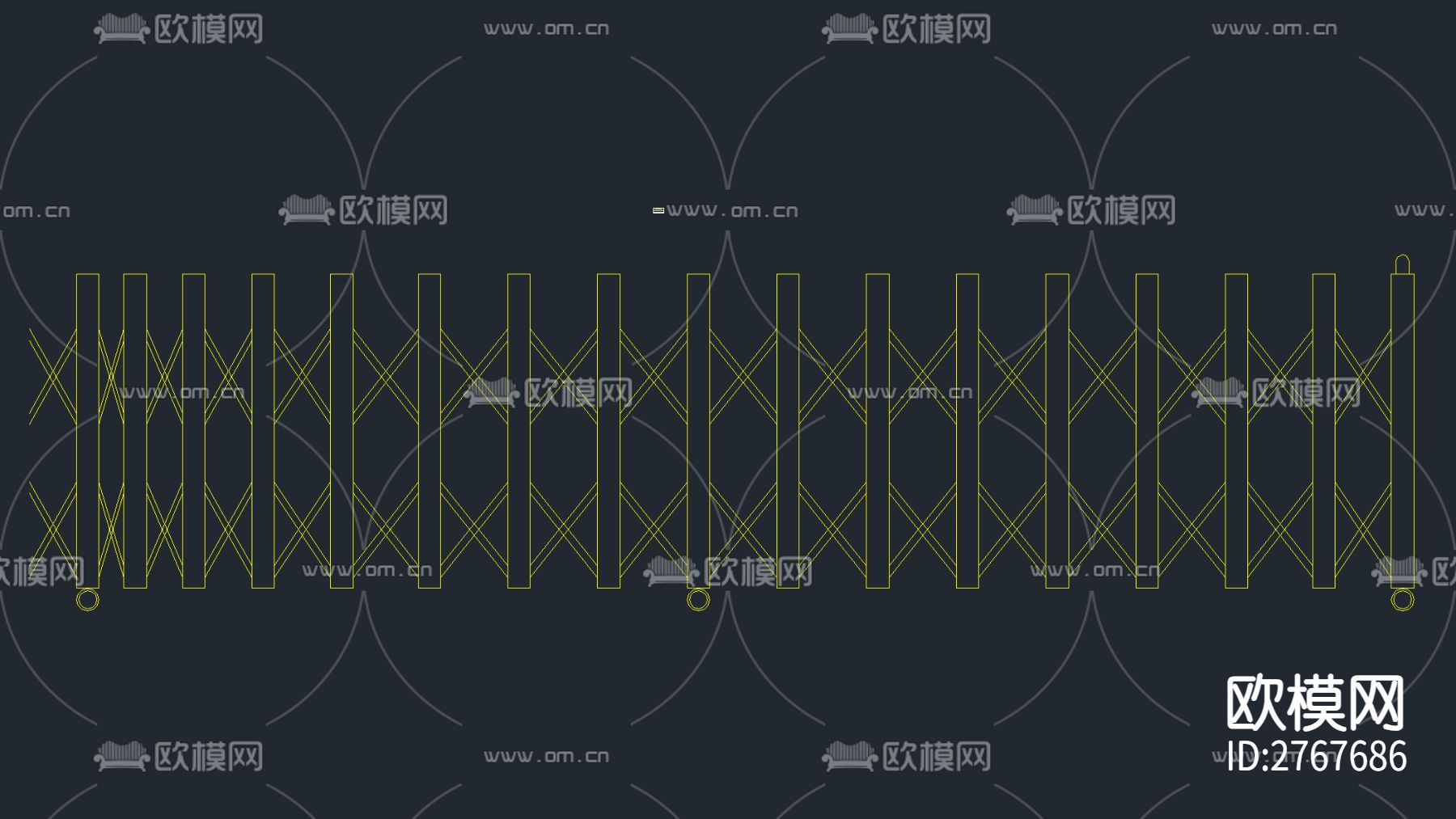 12套电动伸缩大门CAD图库下载（渲染图8）
