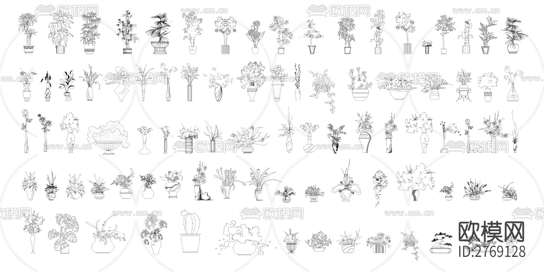 盆栽CAD图库下载（渲染图3）