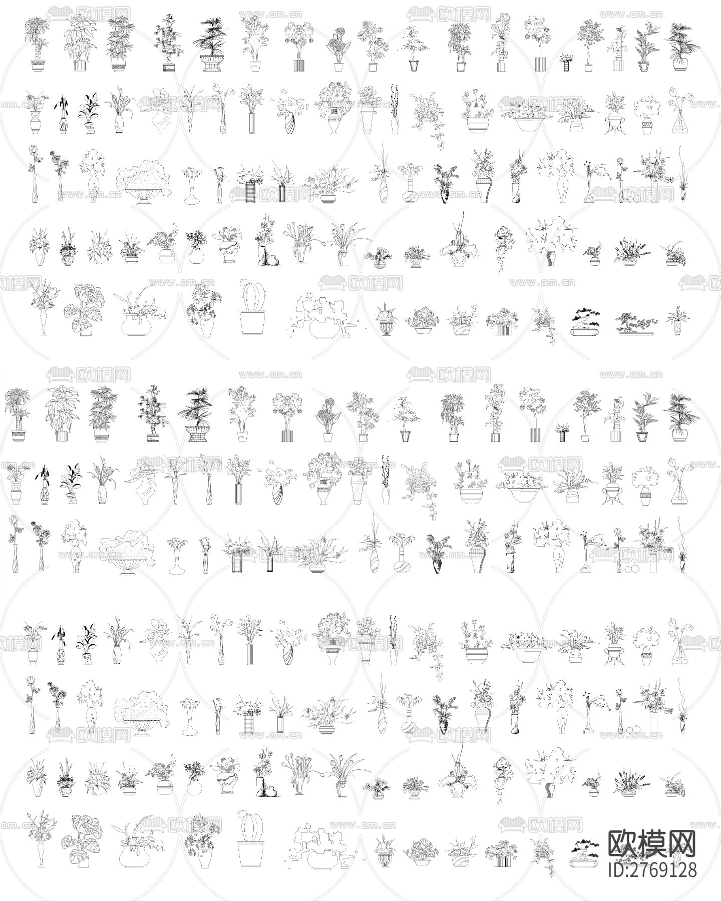 盆栽CAD图库下载（渲染图4）