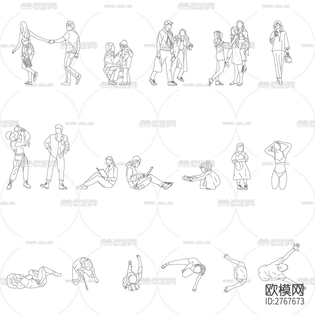 精简版线稿图CAD图库下载（渲染图7）