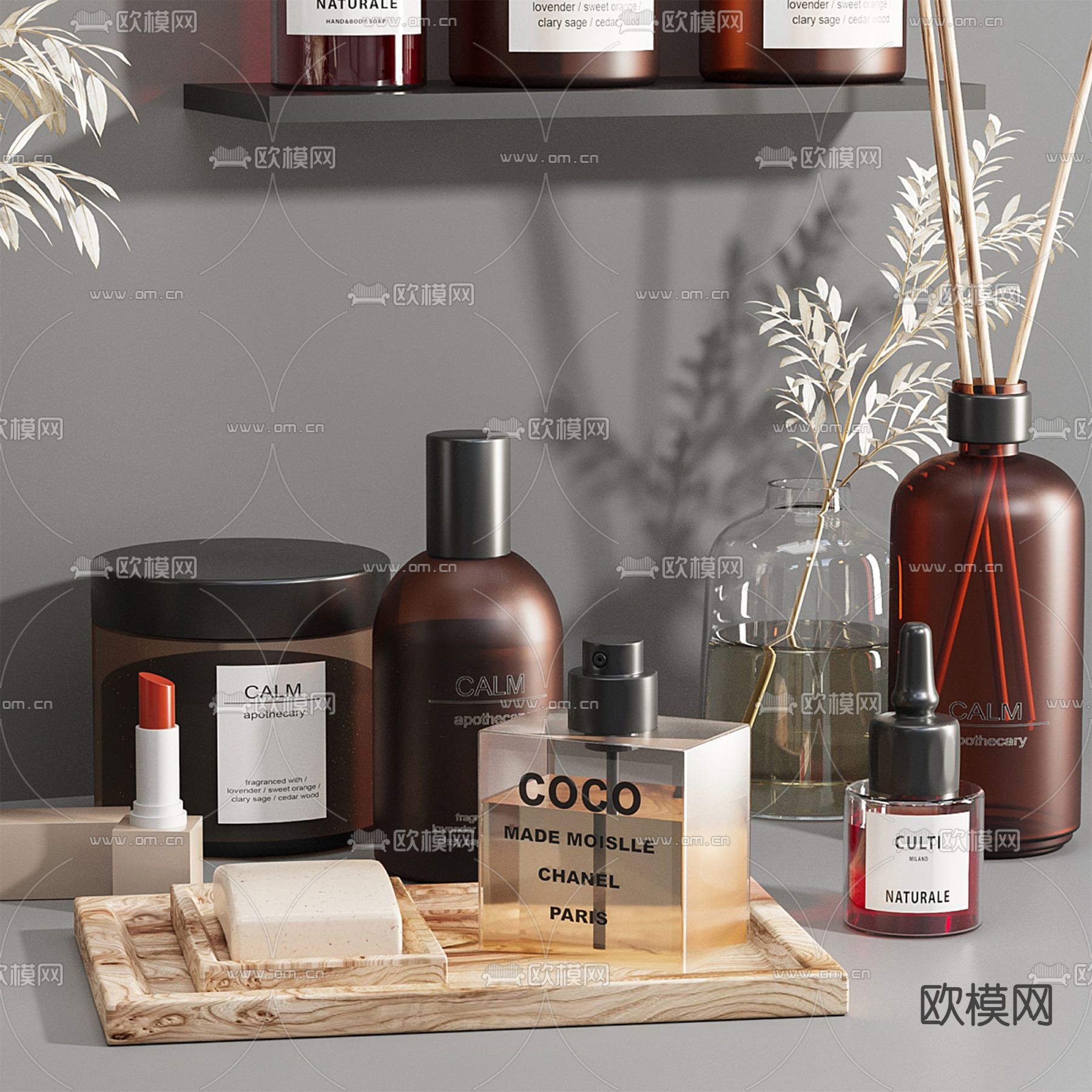 香水 香薰 洗浴用品3d模型下载（渲染图2）