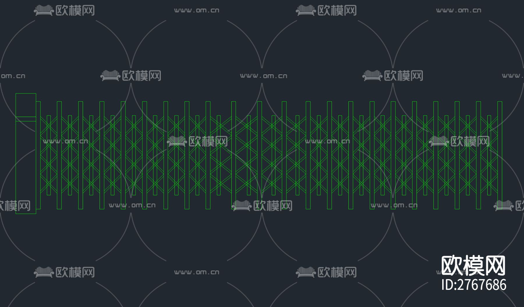 12套电动伸缩大门CAD图库下载（渲染图4）
