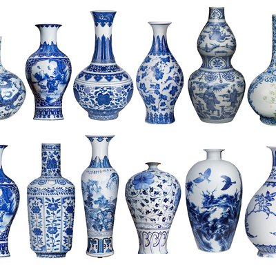  瓷器 瓷瓶 青花瓷 陶瓷su模型 