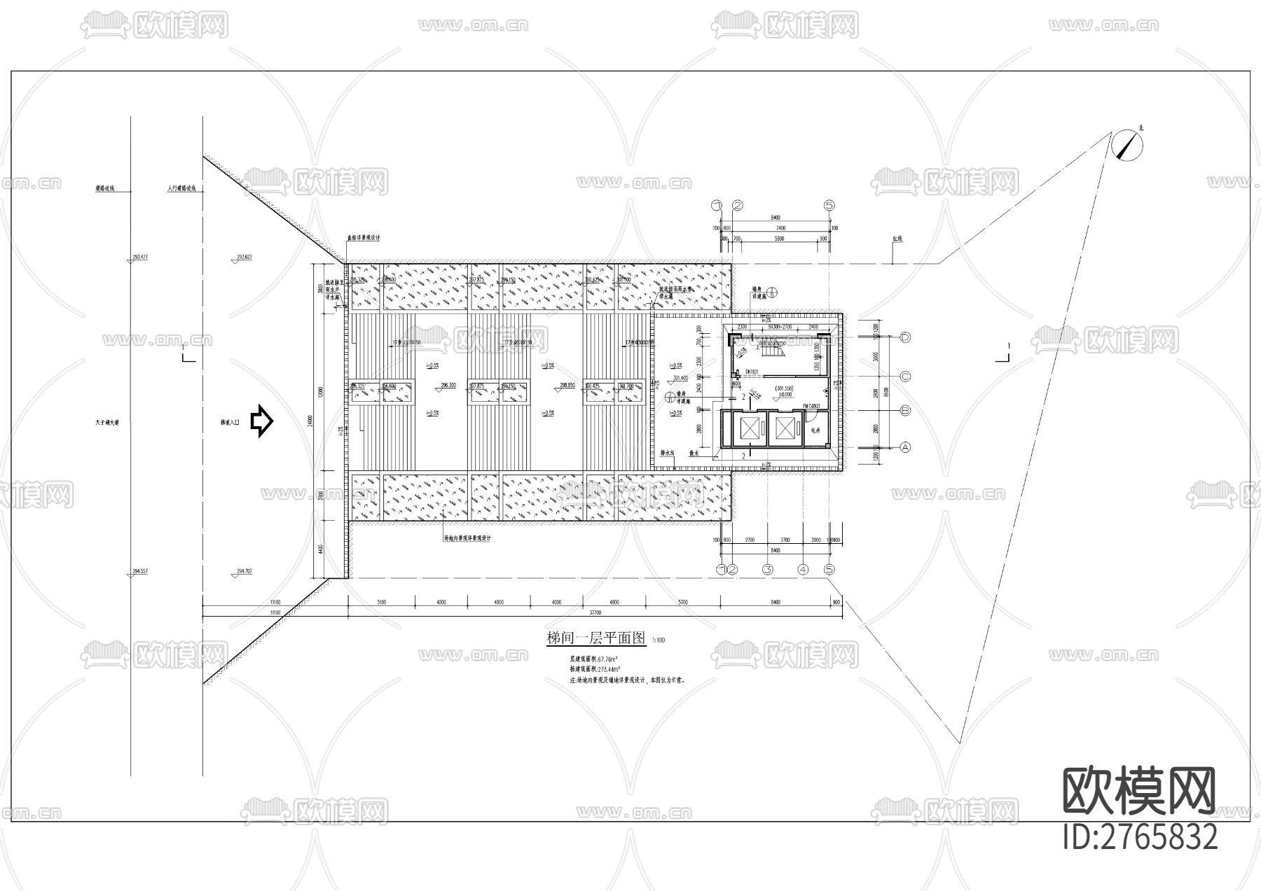 高铁片区半环路大梯道工程cad施工图下载（渲染图7）