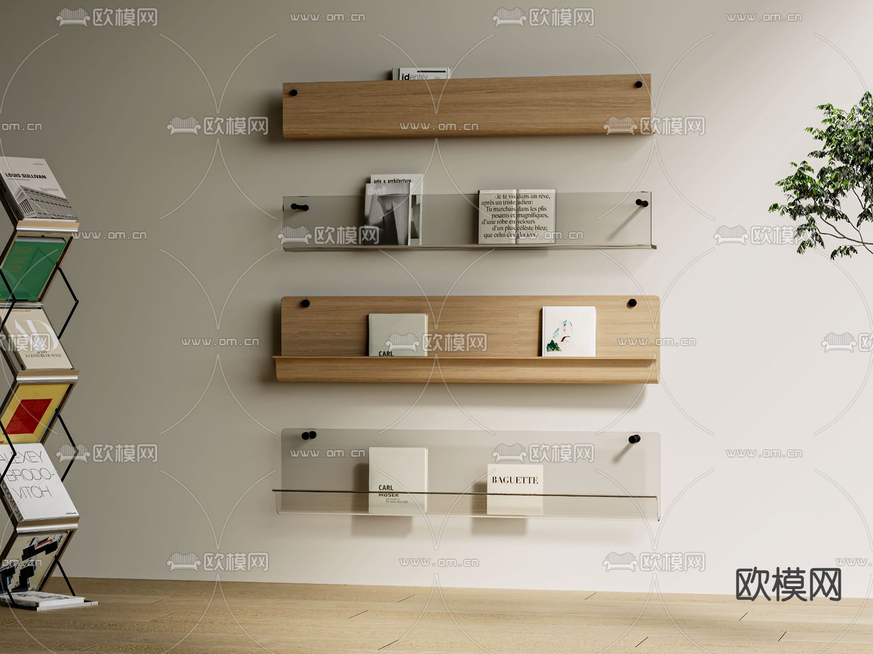 壁柜 书架 置物架3d模型下载