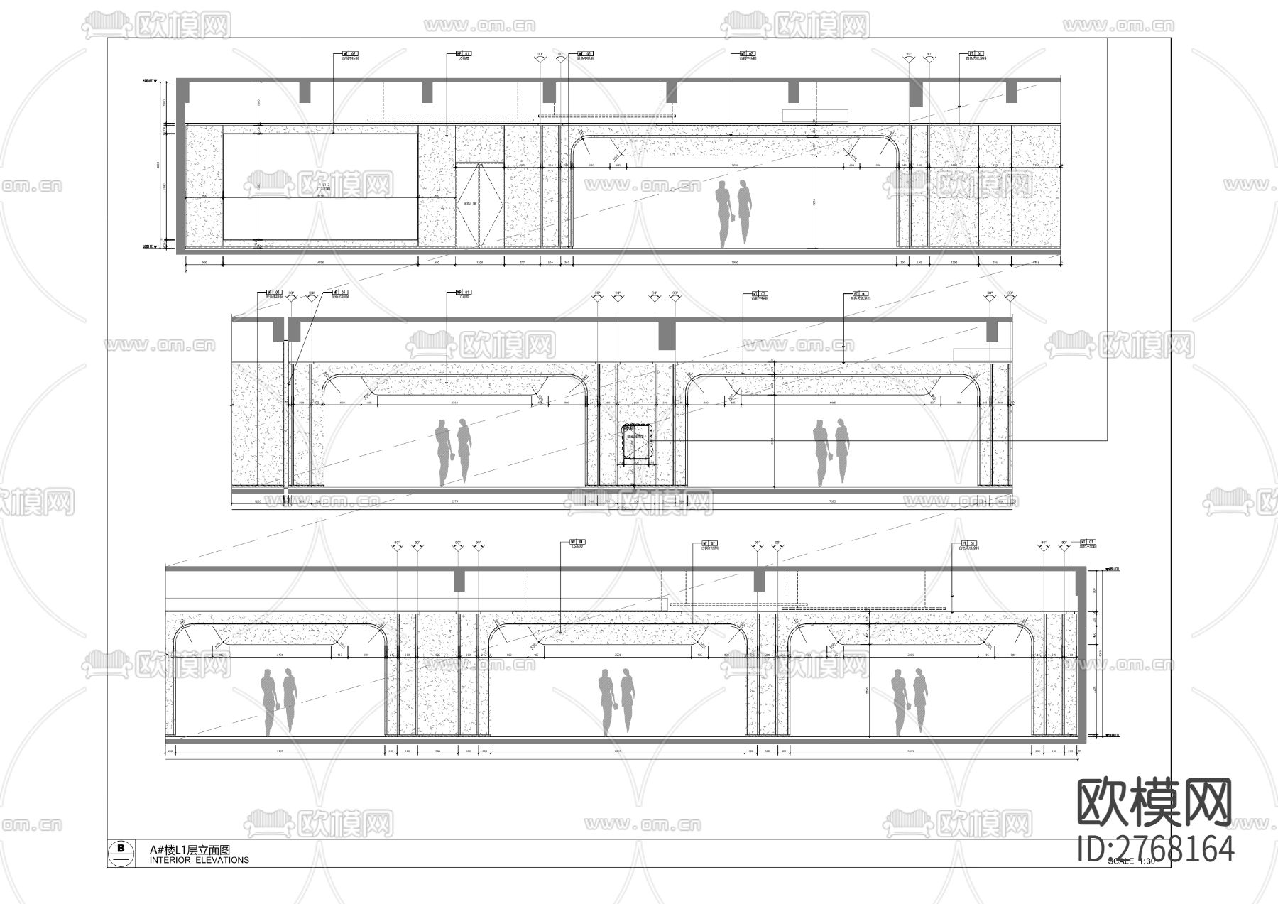 时装与文创设计小镇A馆、B馆、C馆公区装修工程cad施工图下载（渲染图3）