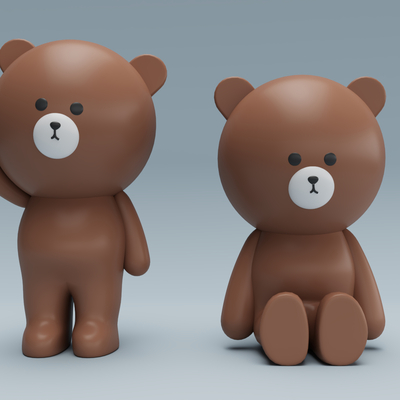  布朗熊玩具 潮玩 公仔su模型 