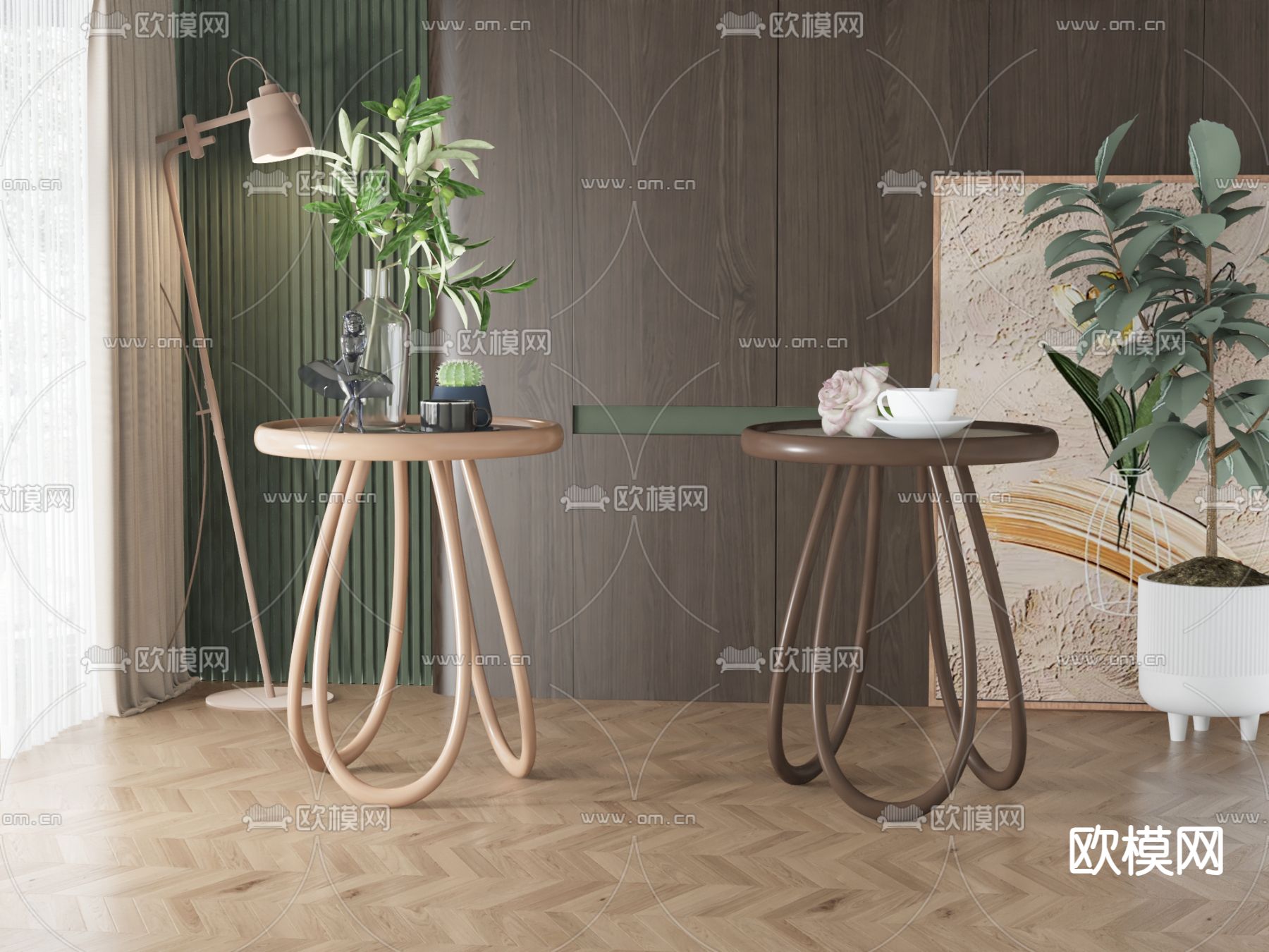 北欧边几 角几su模型下载（渲染图1）